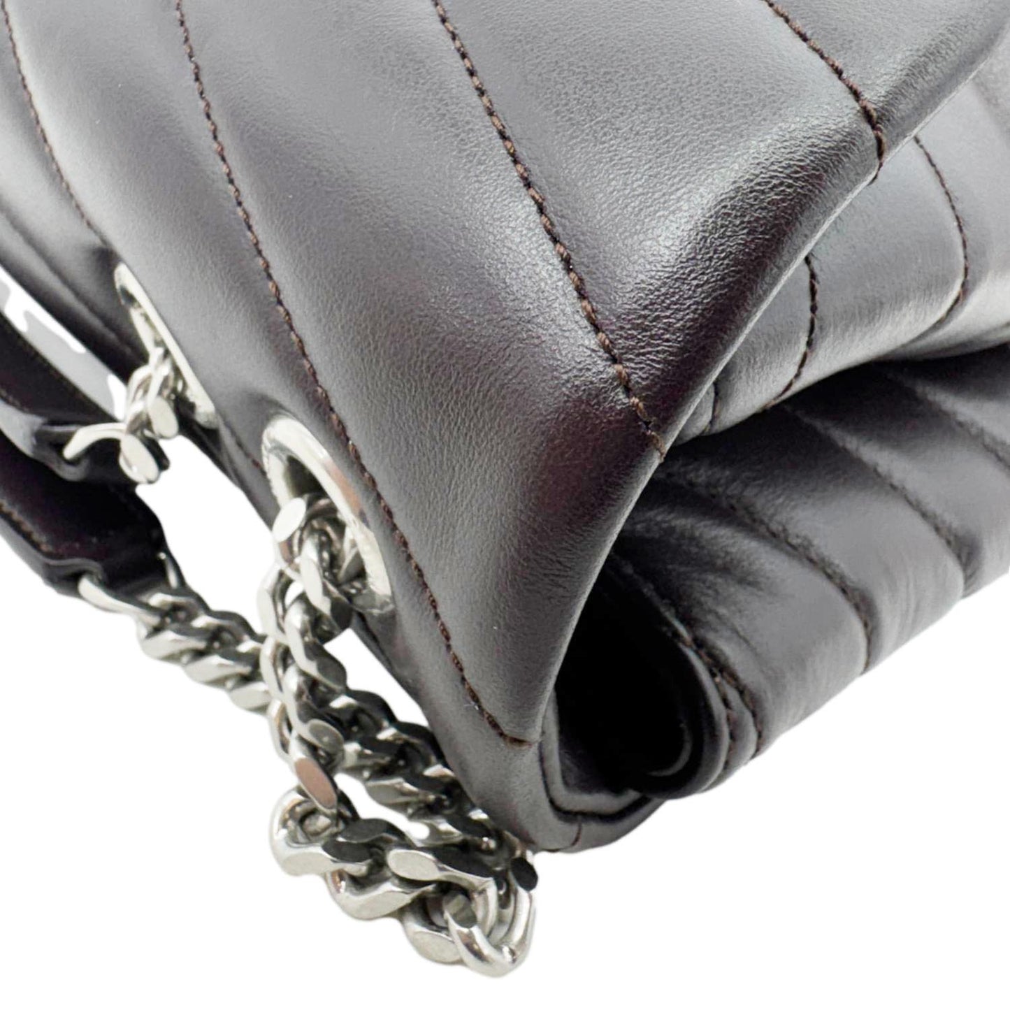 YVES SAINT LAURENT Loulou Medium Quilted Leather Crossbody Bag Burgundy