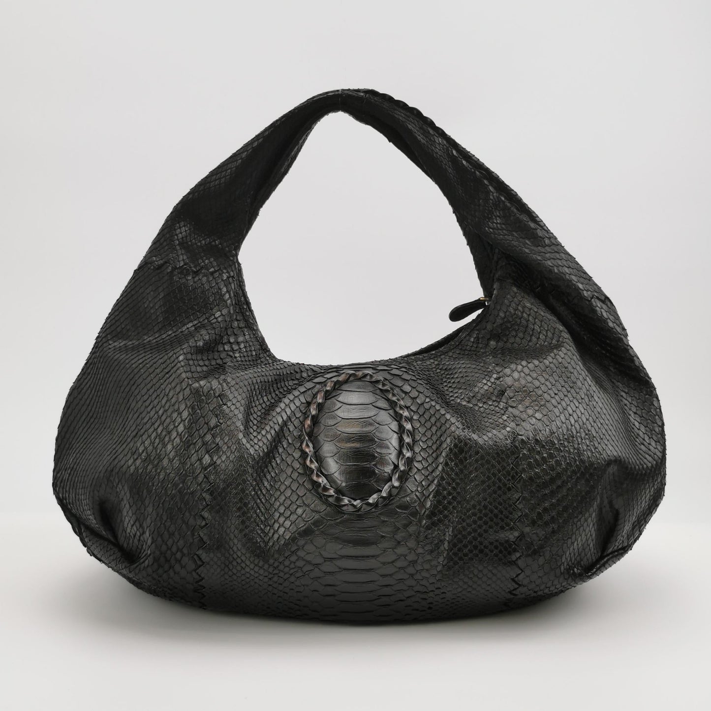 Bottega Veneta Belly Hobo Snake-Skin Leather Black 50cm