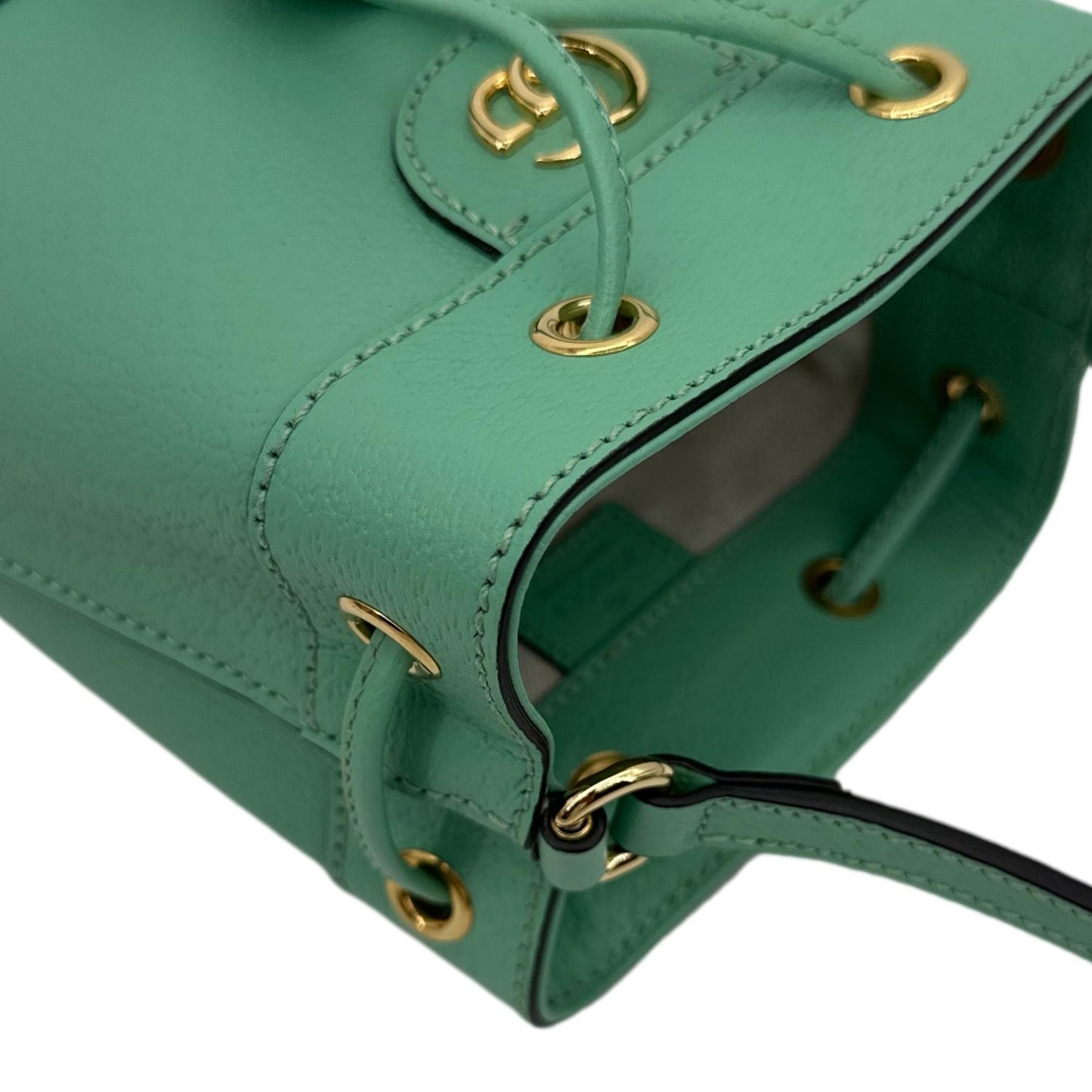 GUCCI Ophidia Mini Leather Bucket Bag Green 550620