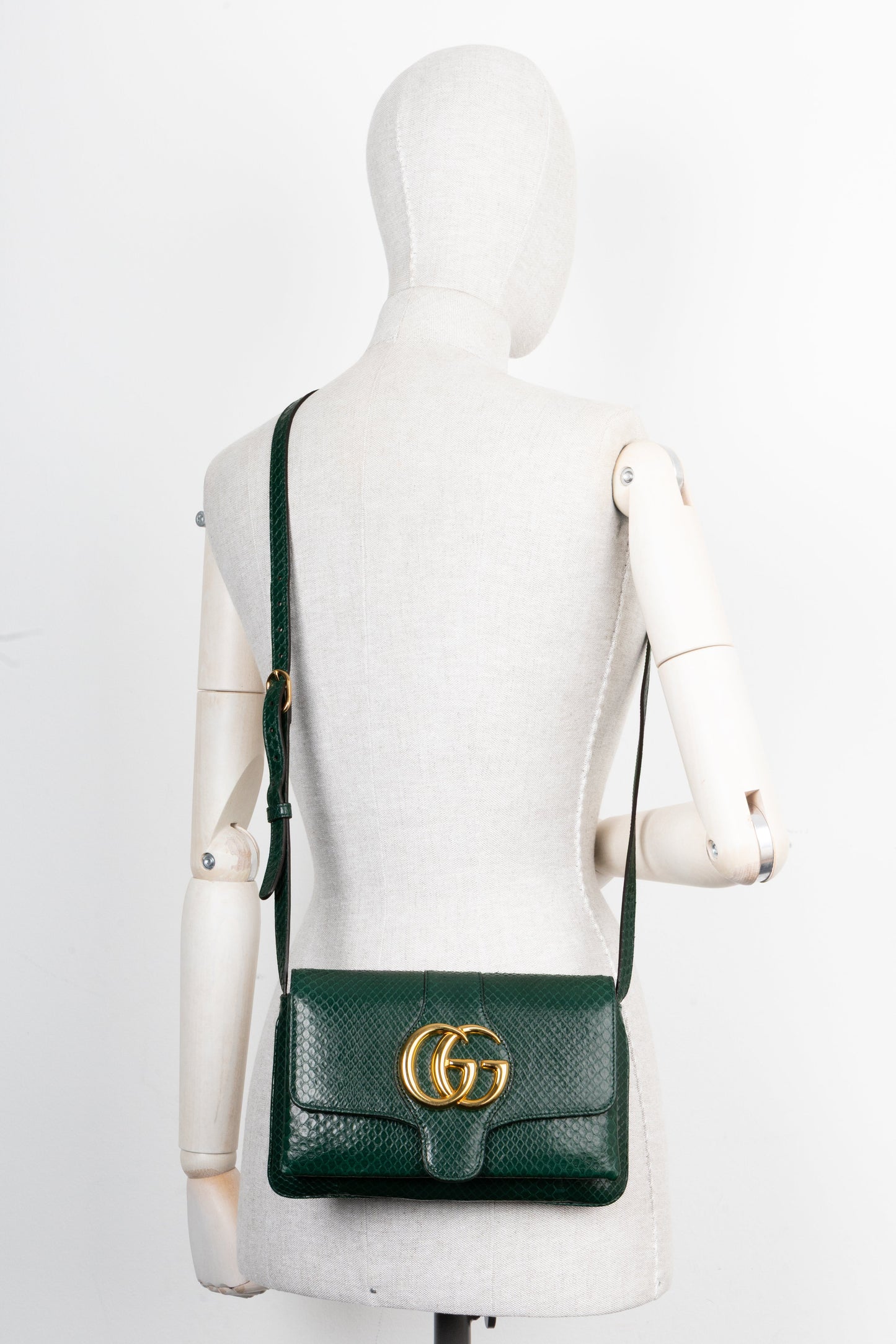 GUCCI Small Arli Crossbody Bag Python Green