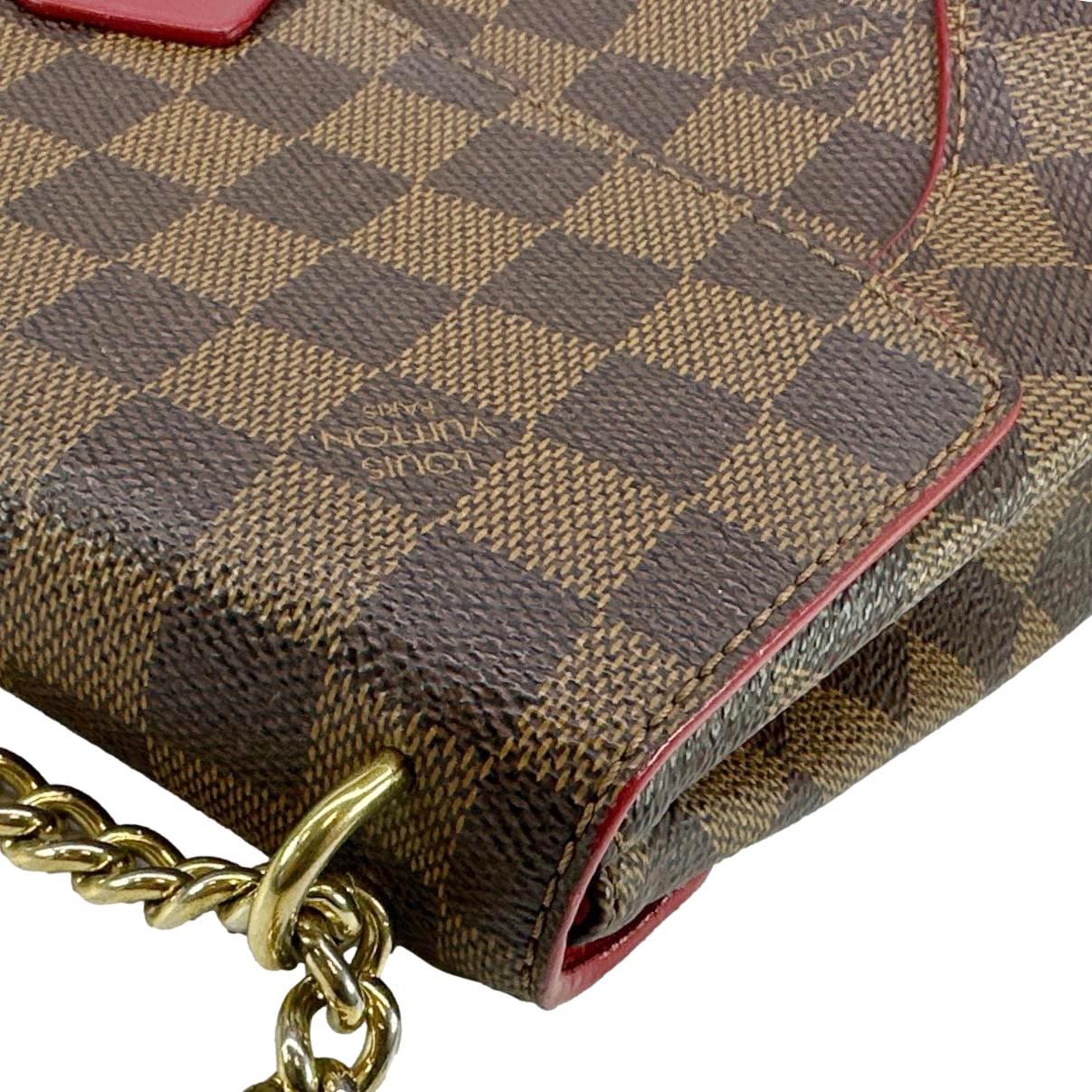 LOUIS VUITTON Caissa Damier Ebene Chain Clutch Shoulder Bag Brown