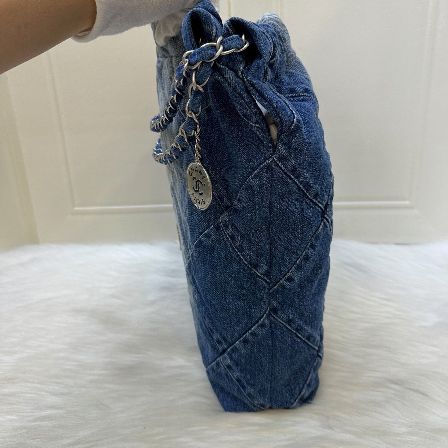 Chanel 22 Medium Hobo Bag in 23S Fabric and SHW (Model: AS3261)