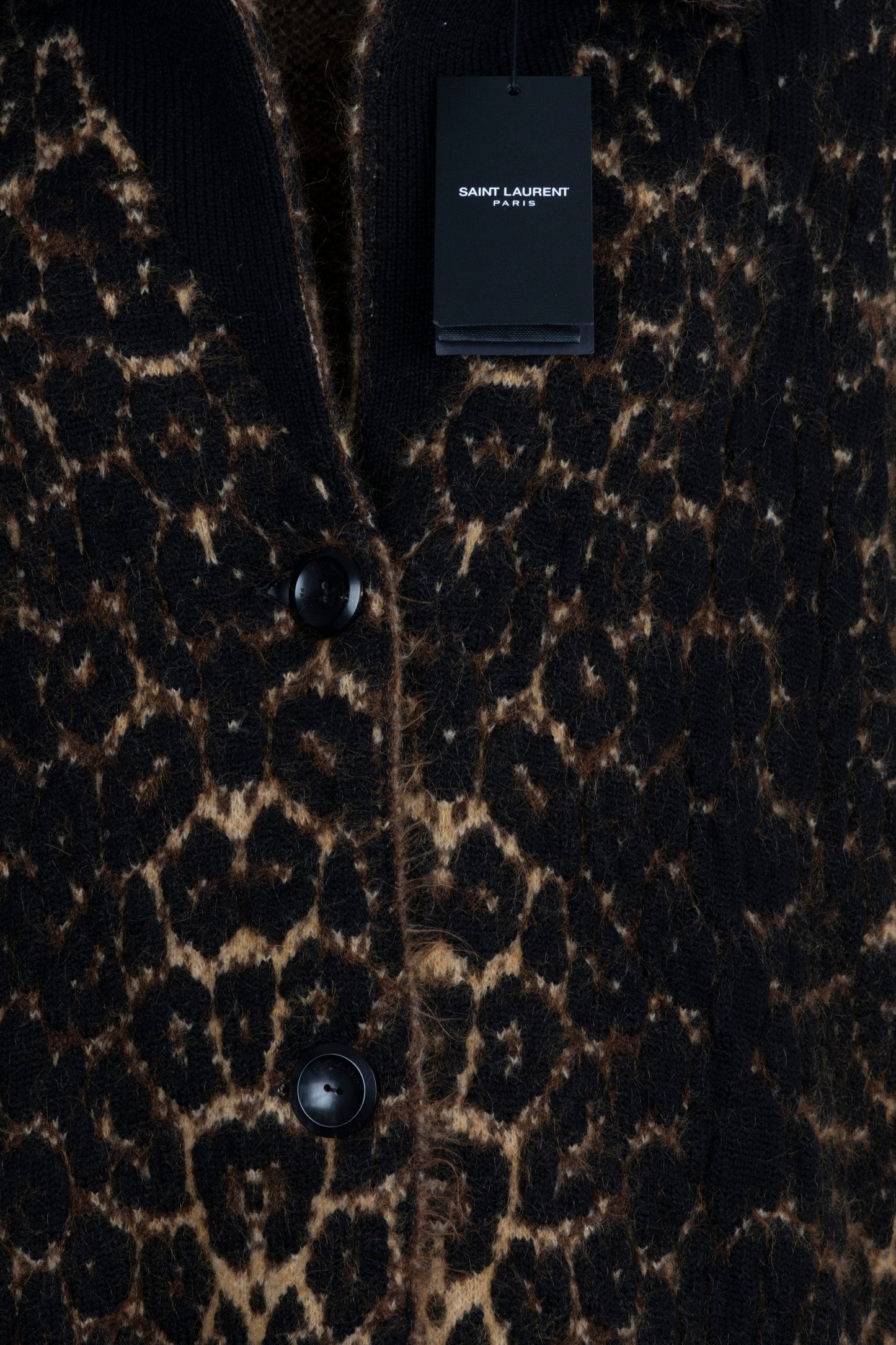 SAINT LAURENT 2020 Chunky Leopard Knit Coat