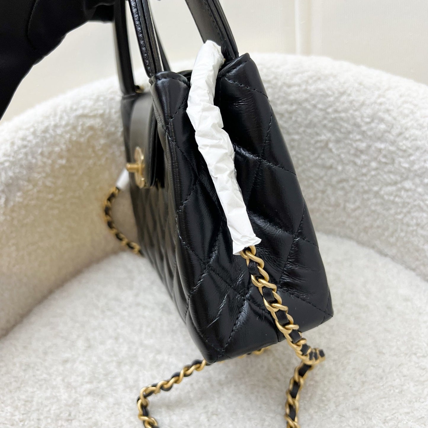 [Brand New - Nov 2024] Chanel Mini / Small Kelly Bag in 25C Black Shiny Distressed Calfskin and AGHW (Model: AS4416)