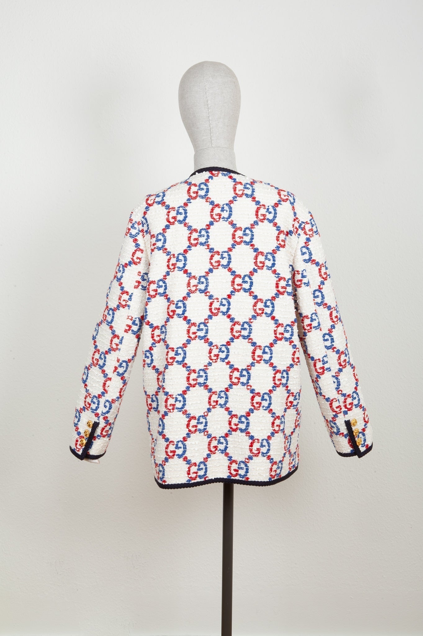 GUCCI Sylvie Tweed Jacket White Red Blue