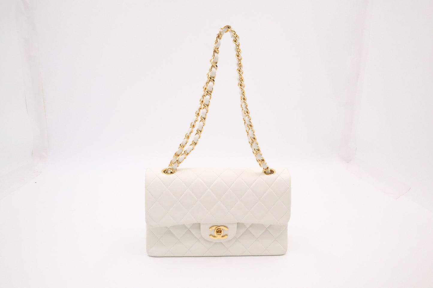Chanel Small Double Flap in White MattelassÃ© Leather