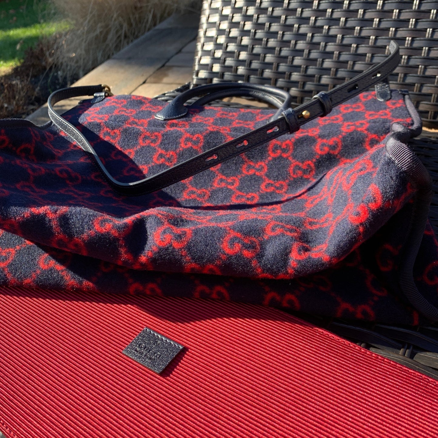 Gucci Wool Monogram GG Tote in Navy