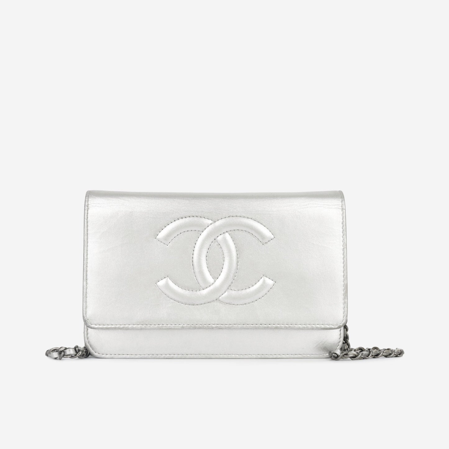 Chanel CC Wallet on Chain - Silver