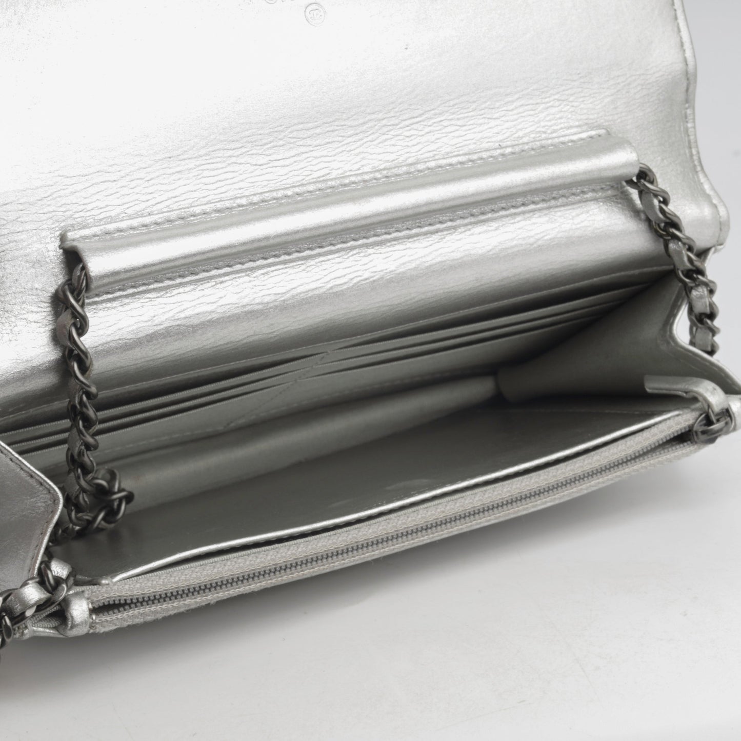 Chanel CC Wallet on Chain - Silver
