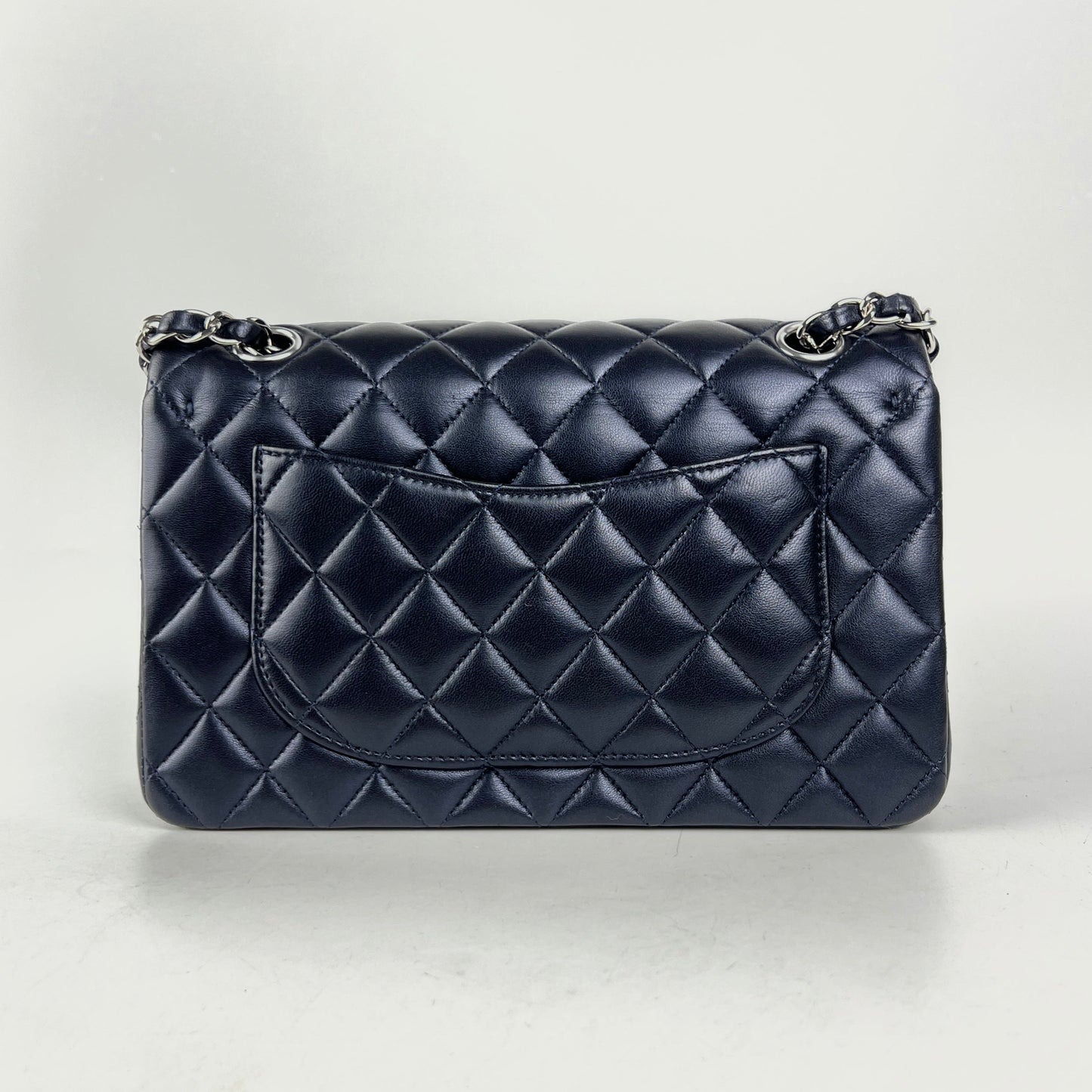 Chanel Small Double Classic Flap Metallic Navy