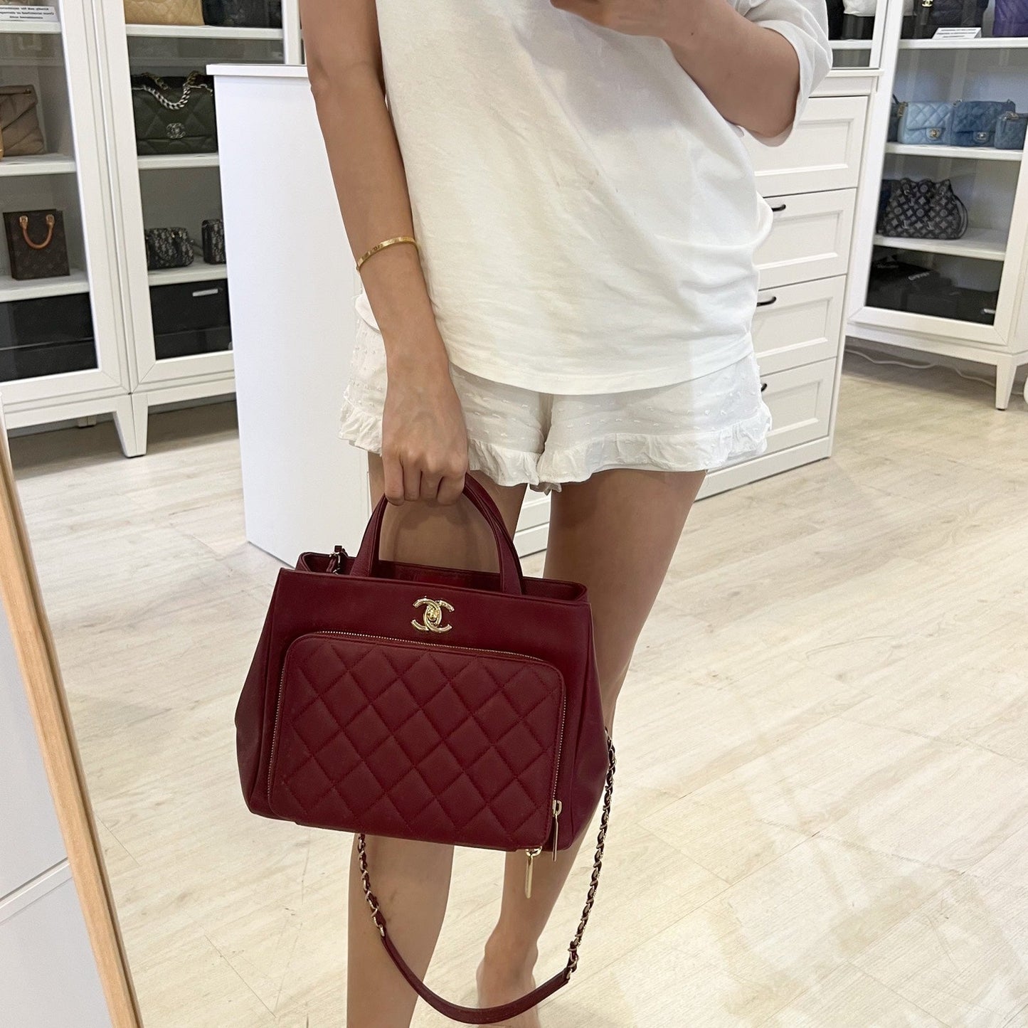 Chanel Business Affinity Top Handle Tote in Burgundy Red Caviar and GHW