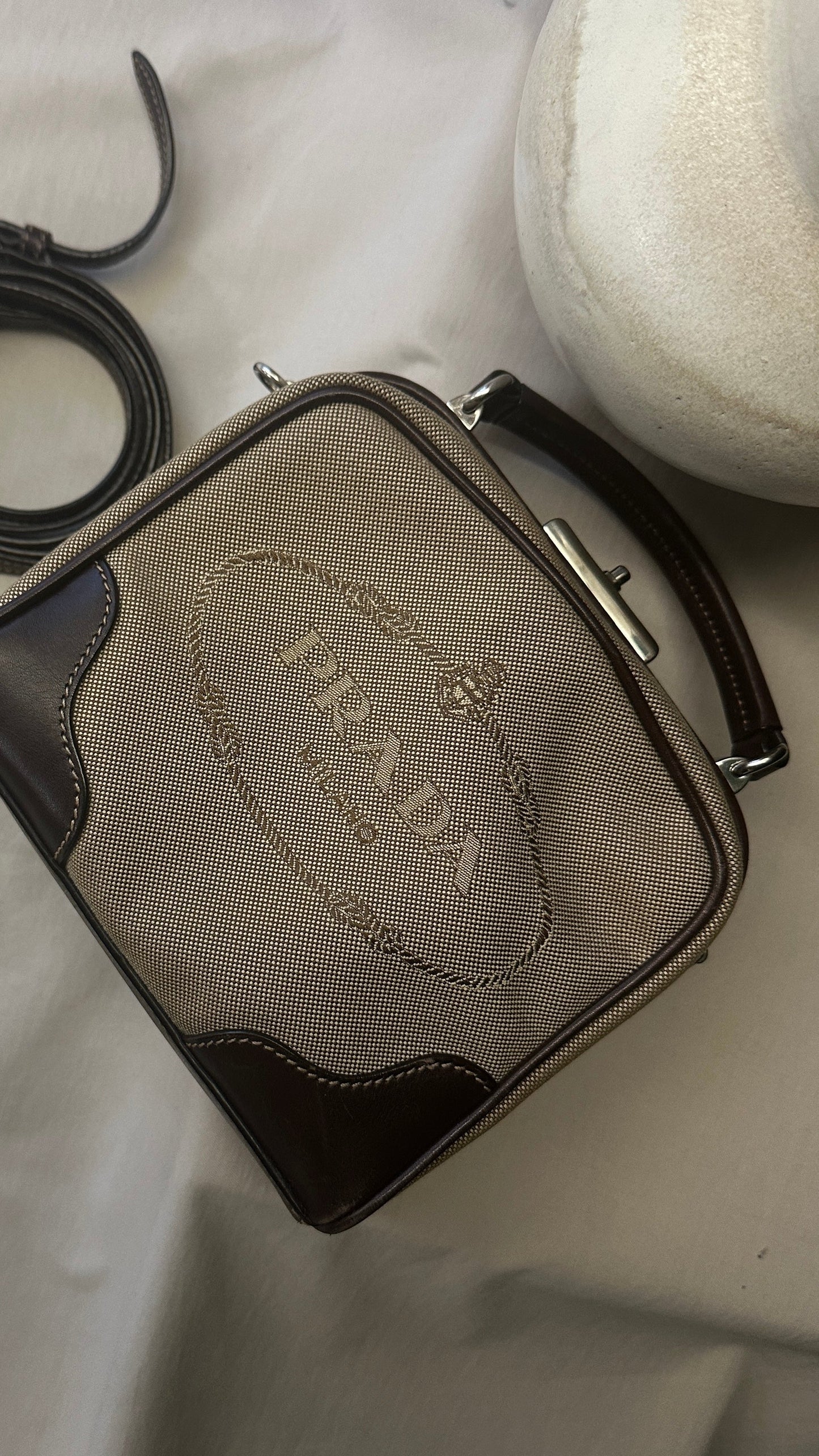 PRADA Top Handle Logo Bag Canvas