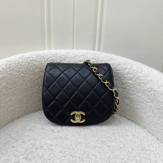 Chanel Small Quilted Crossbody Bag in Black Lambskin GHW