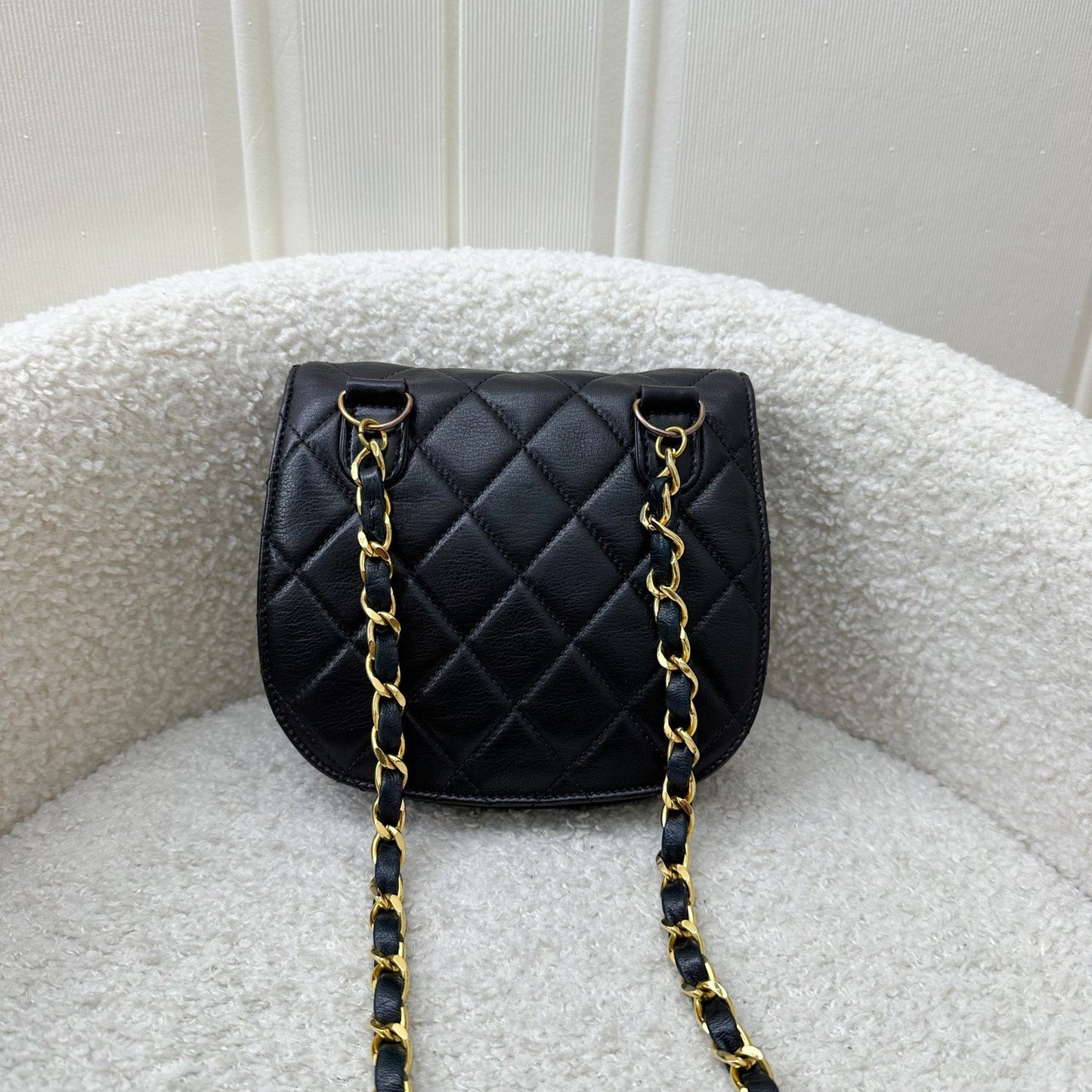 Chanel Small Quilted Crossbody Bag in Black Lambskin GHW