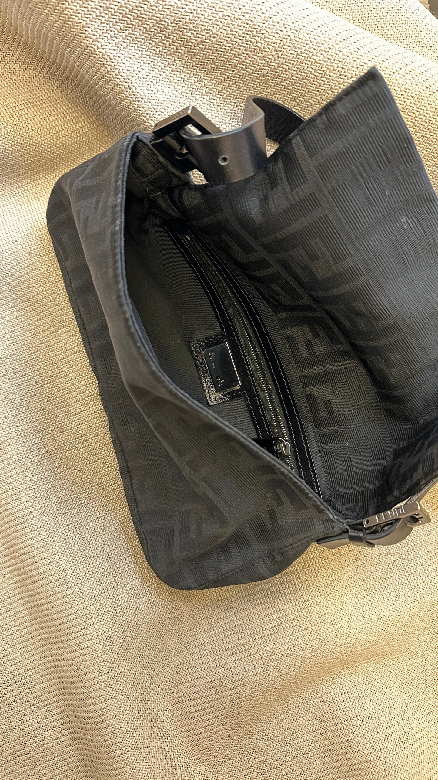 FENDI Baguette Bag Zucca Canvas Black
