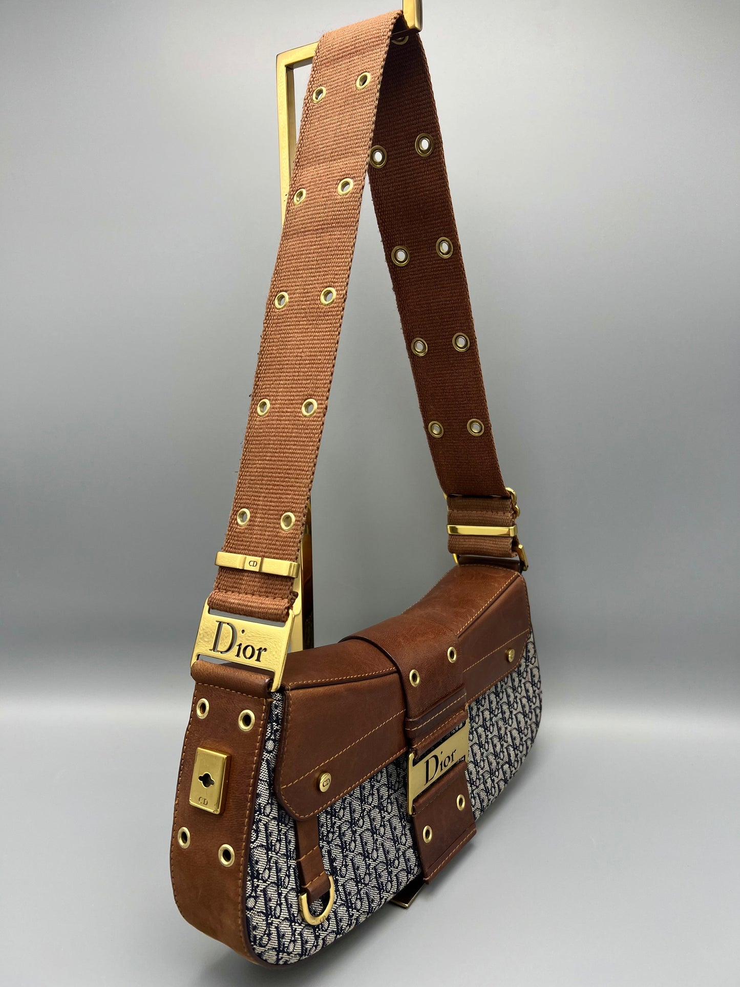 Dior Leather Canvas Shoulder Bag