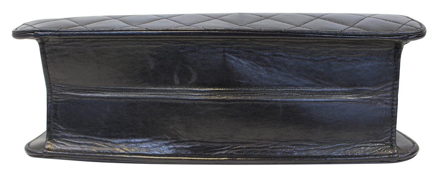 CHANEL Quilted Lambskin Leather Single Flap Black Shoulder Bag - Final Call