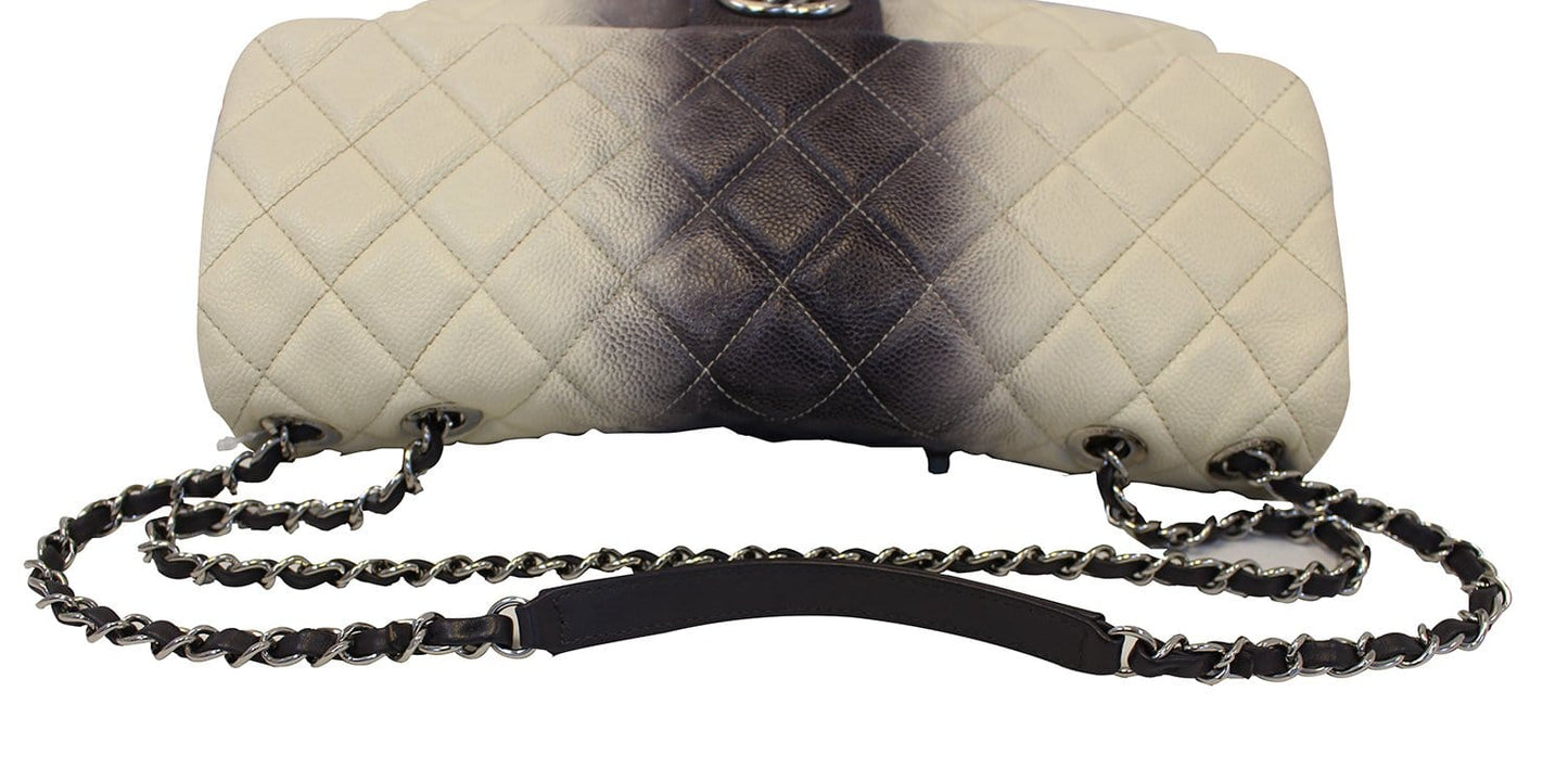 CHANEL Caviar Ombre Jumbo Single Flap Blanc White Shoulder Bag