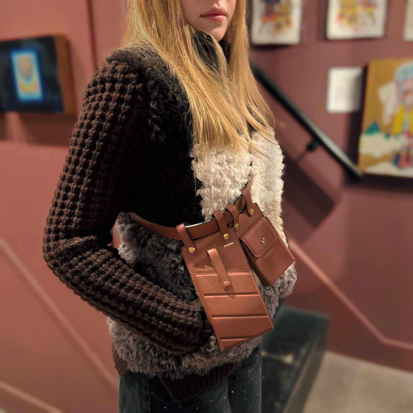 Fendi Lamb Leather/ Cashmere Sweater Jacket