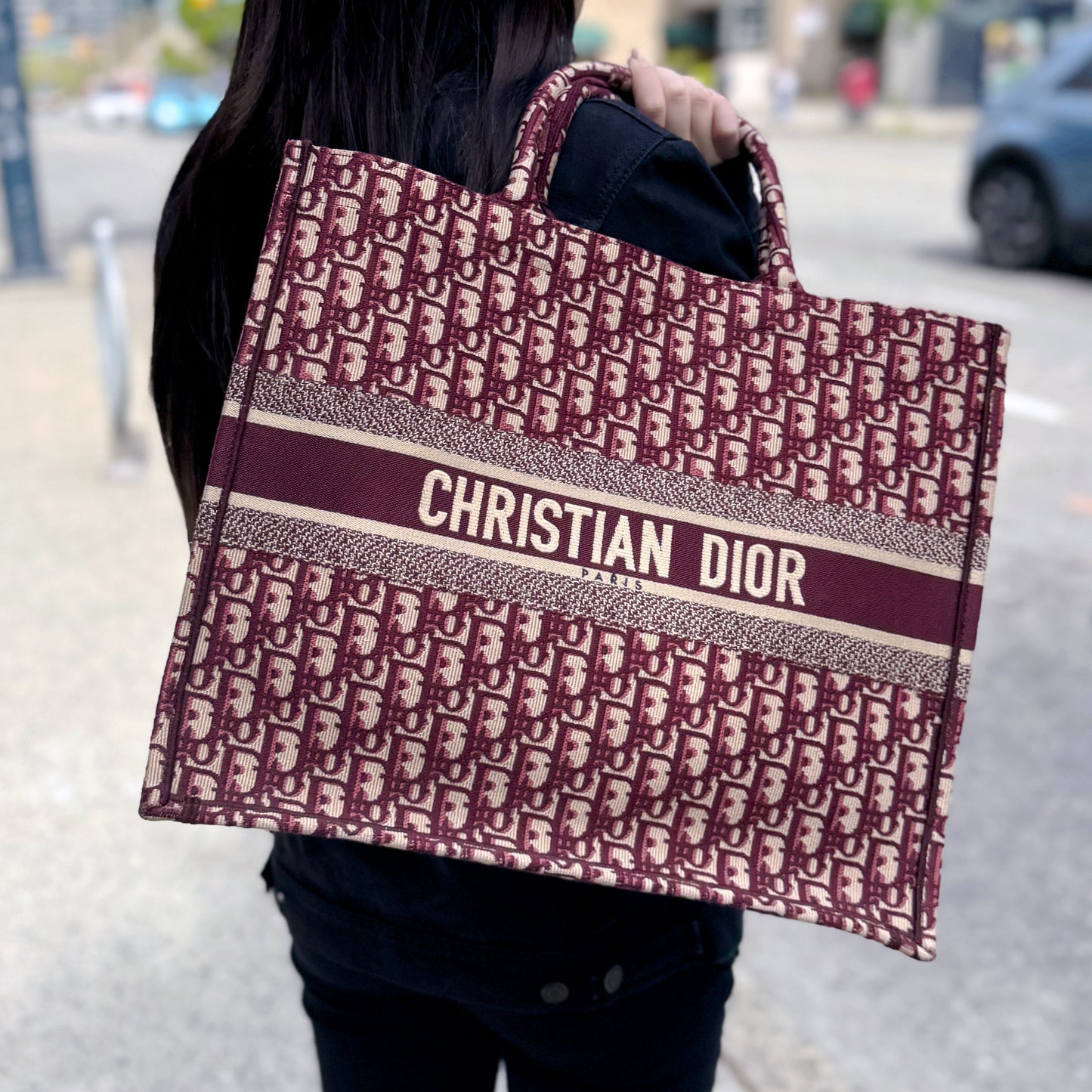 Dior Oblique Large Book Tote Burgundy