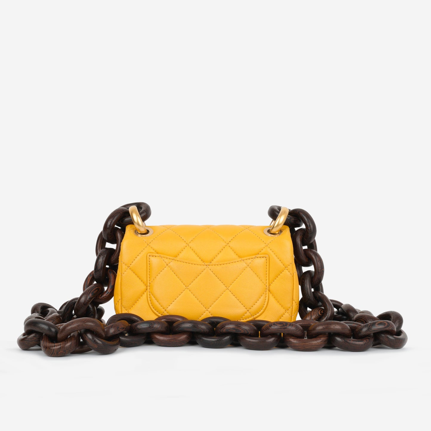 Chanel Mini Square Wenge Wood - Yellow Lambskin | Gold Hardware
