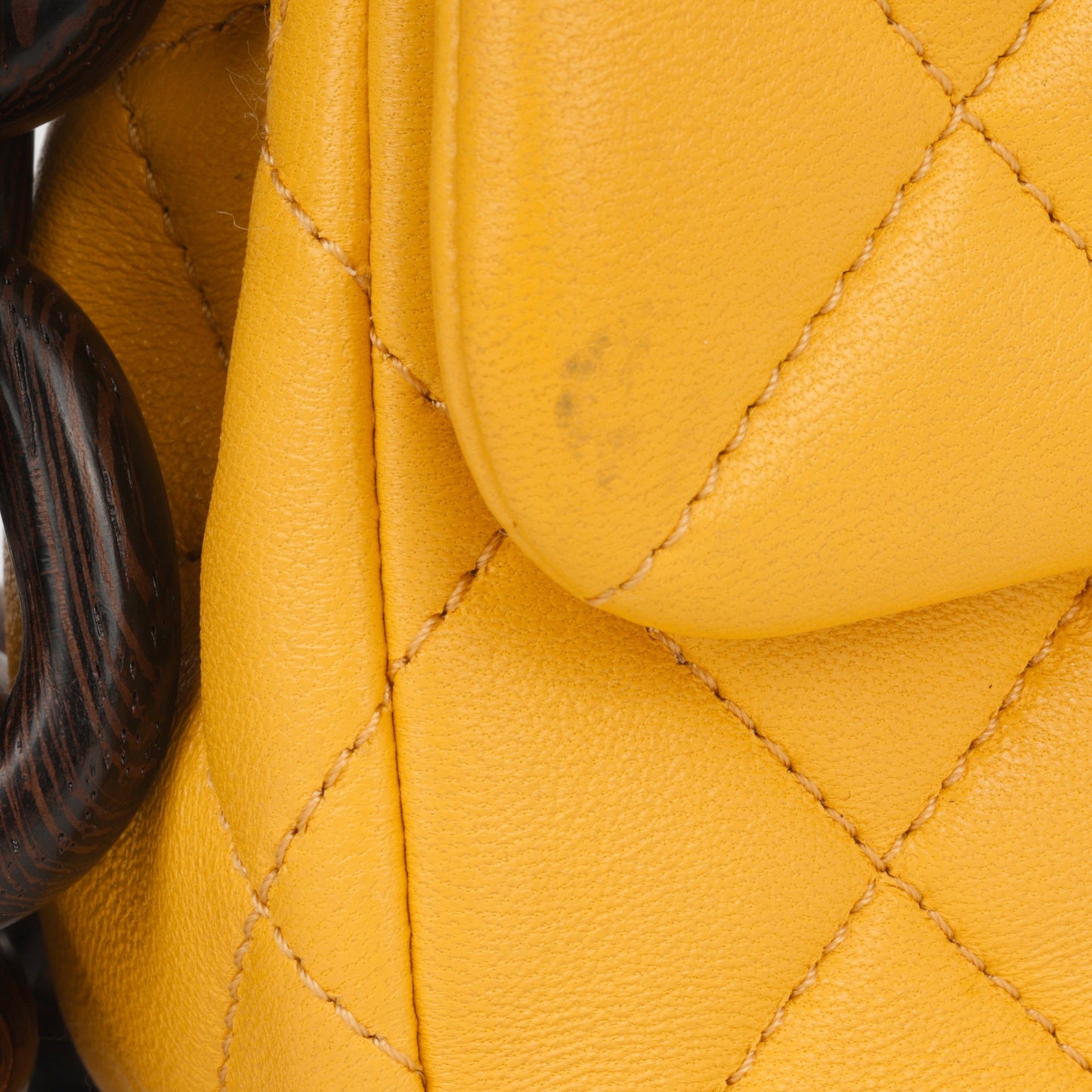 Chanel Mini Square Wenge Wood - Yellow Lambskin | Gold Hardware