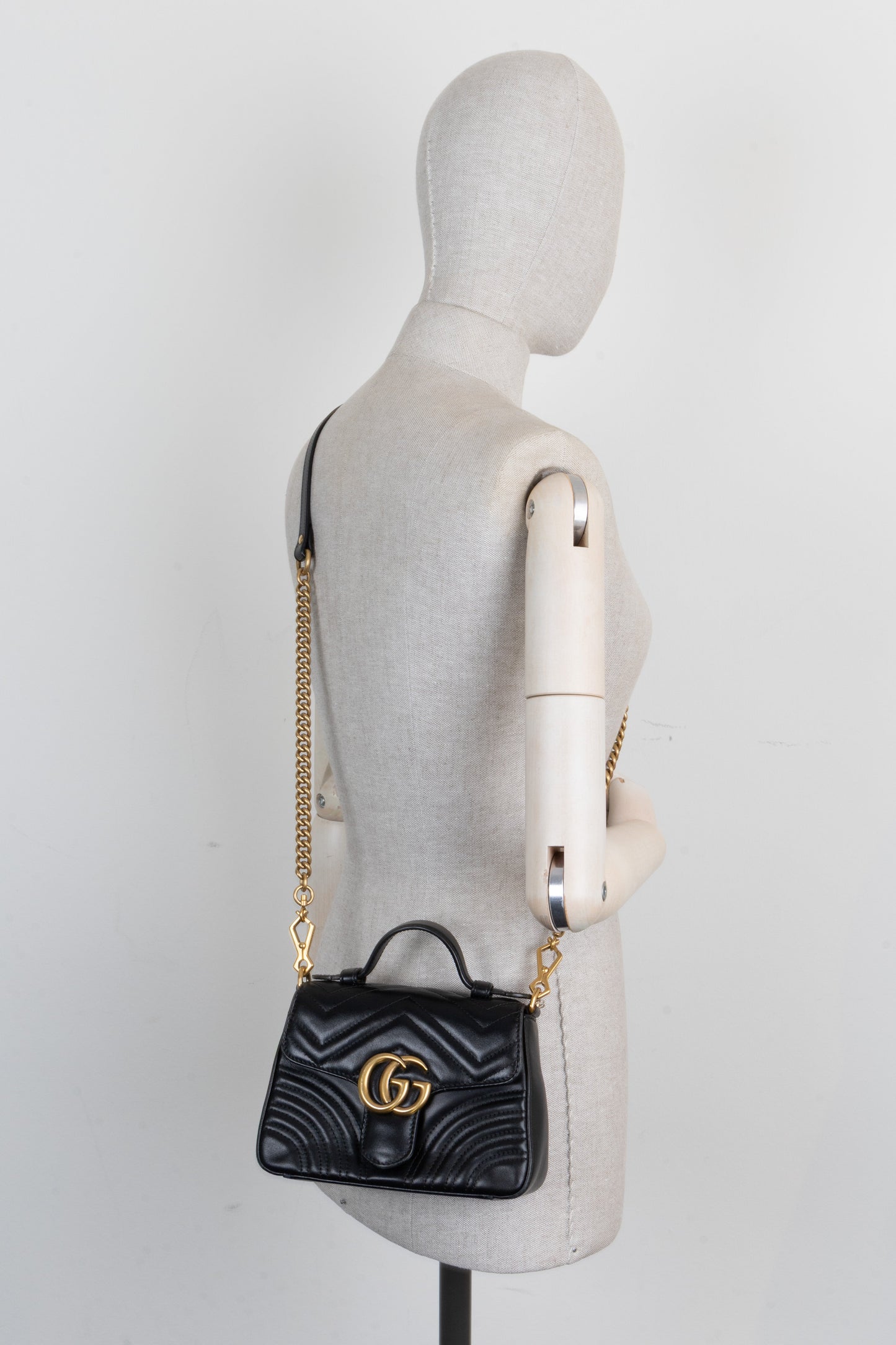 GUCCI Marmont Top Handle Bag Black