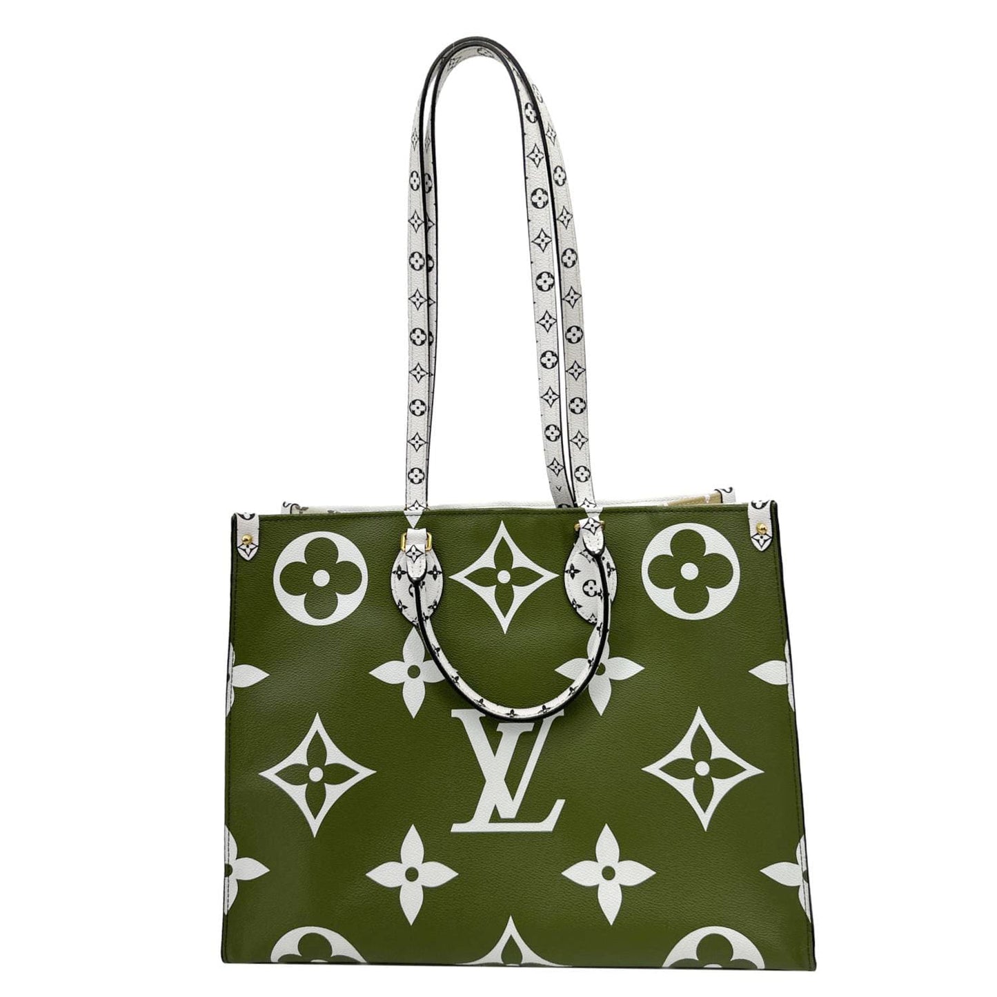 LOUIS VUITTON Onthego GM Giant Monogram Canvas Tote Shoulder Bag Khaki Green