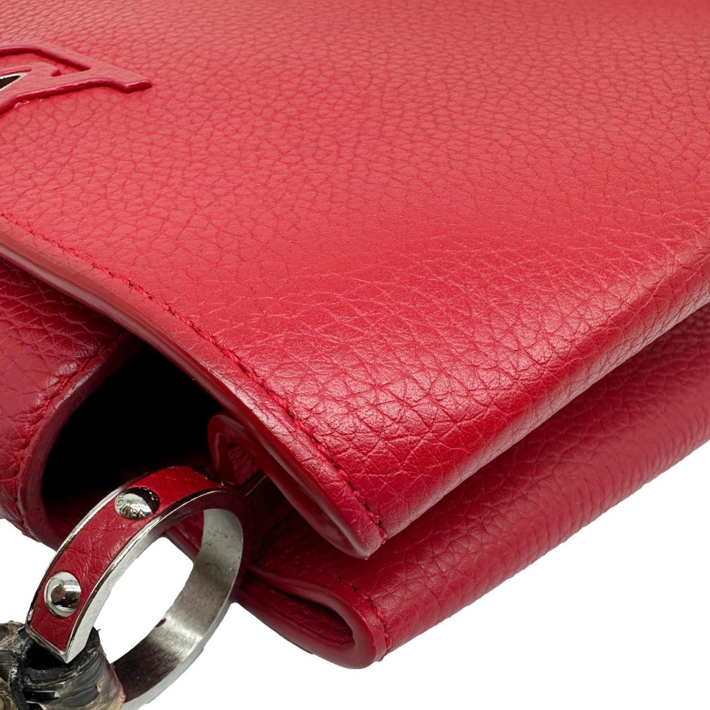 LOUIS VUITTON Capucines BB Python Handle Leather Crossbody Bag Red