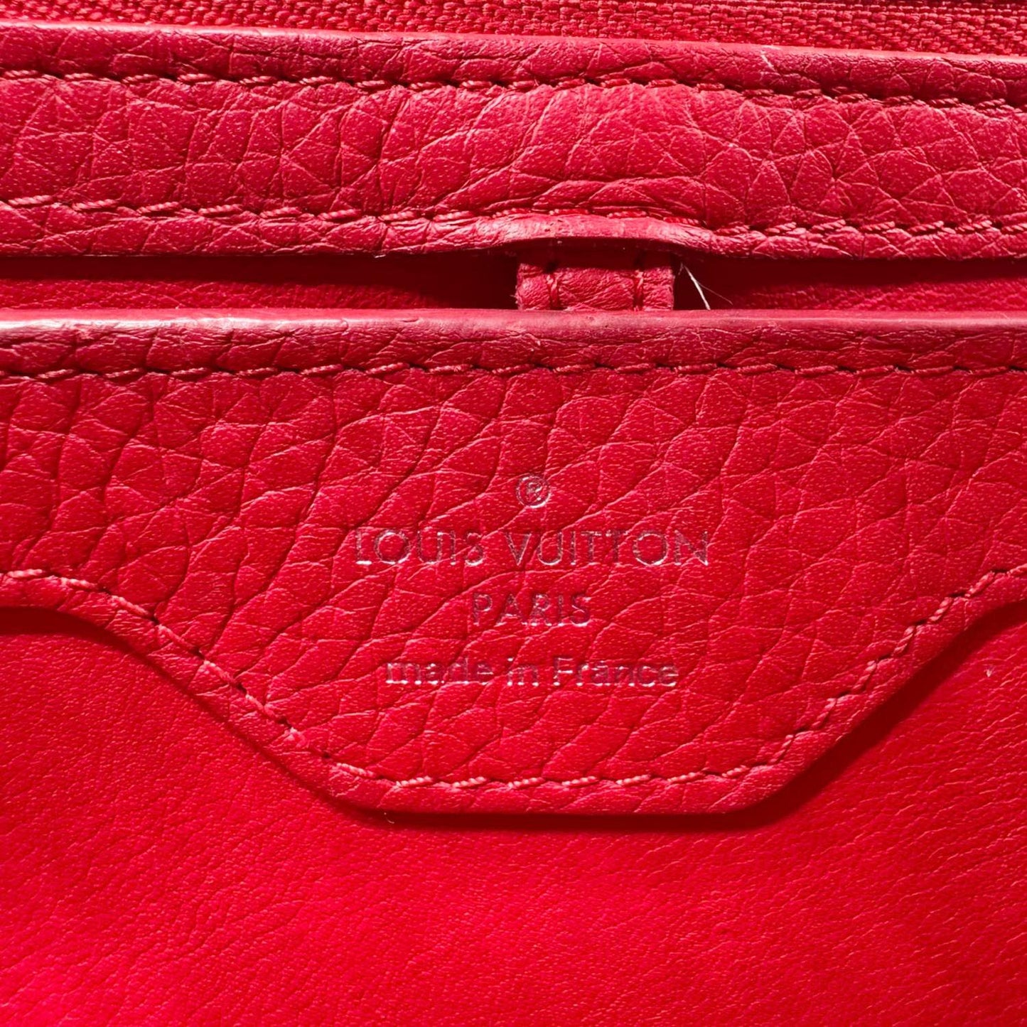 LOUIS VUITTON Capucines BB Python Handle Leather Crossbody Bag Red