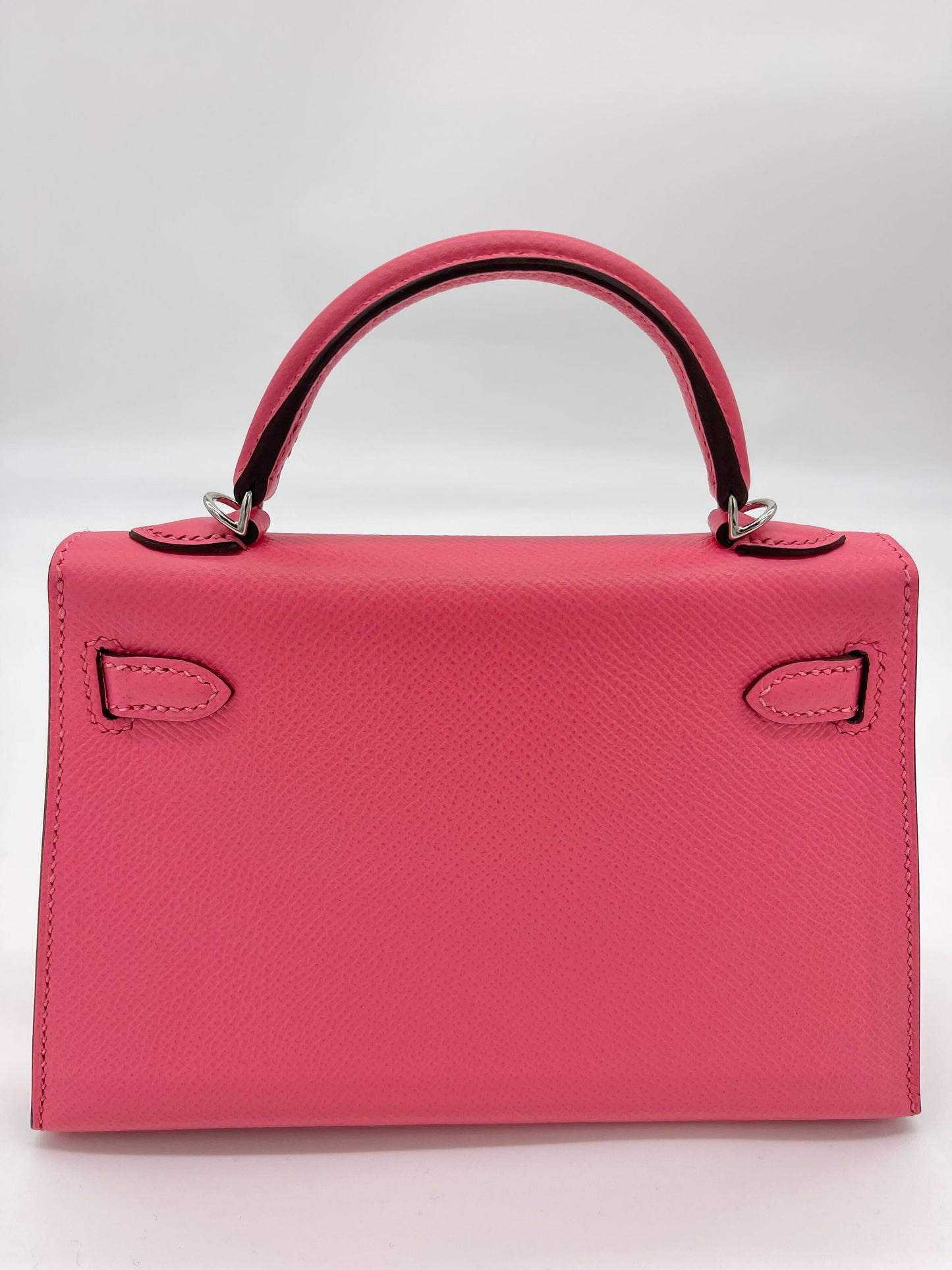 Luxury Hermes Mini Kelly II Sellier Epsom Rose Azalee Palladium Hardware