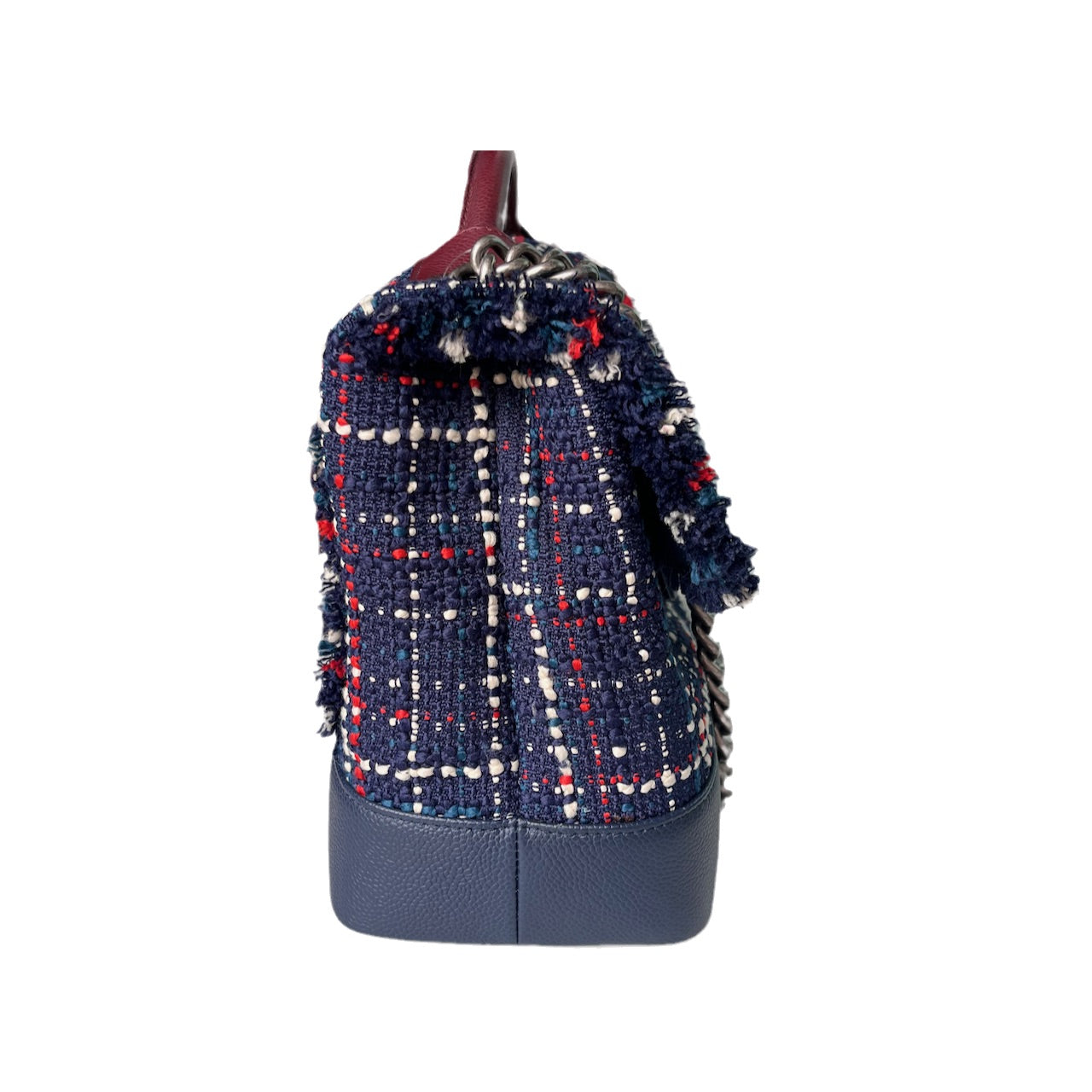 Chanel Blue and Red Tweed and Caviar Airline Flap Bag Silver Hardware 2016