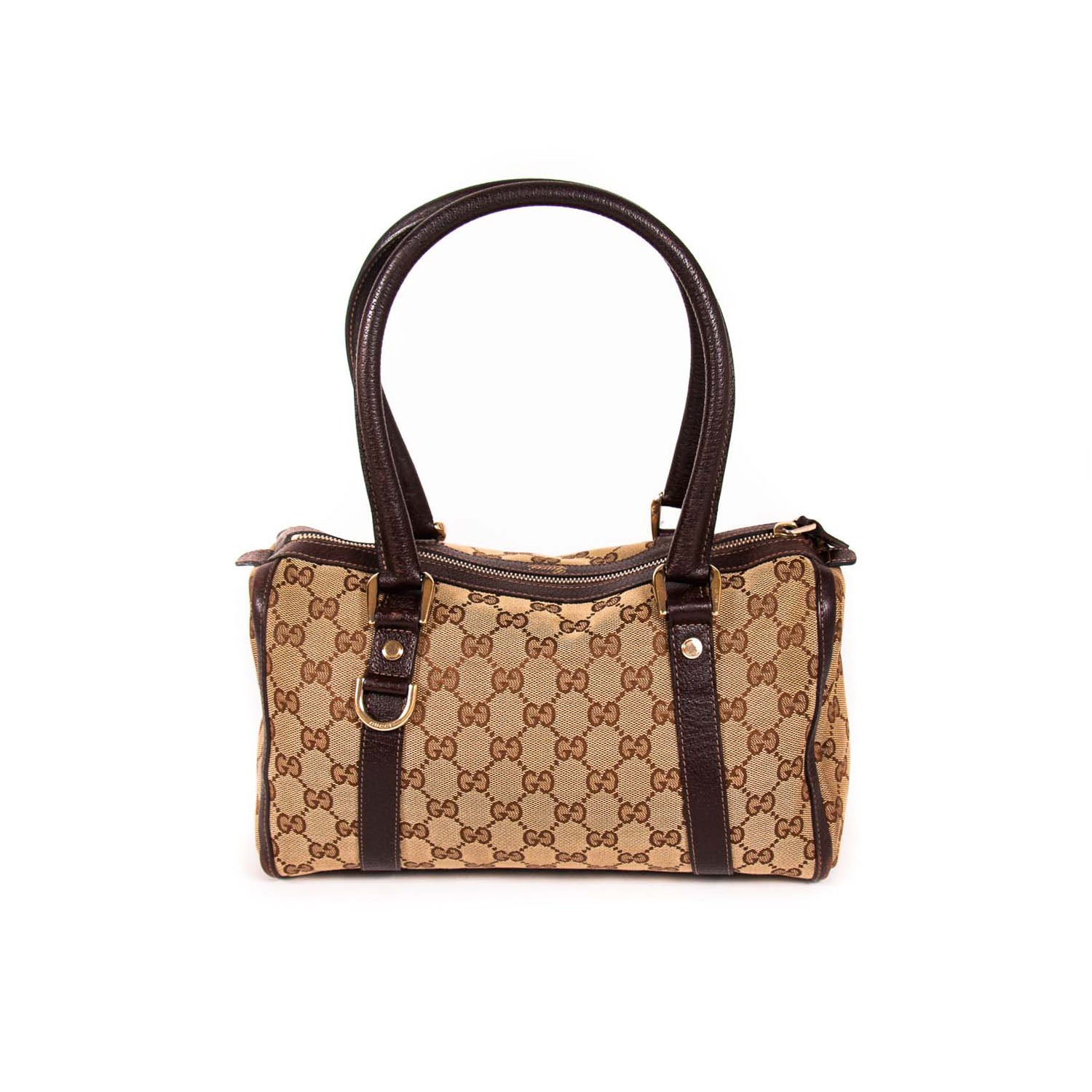 Gucci Boston Leather Canvas Shoulder Bag Style 4