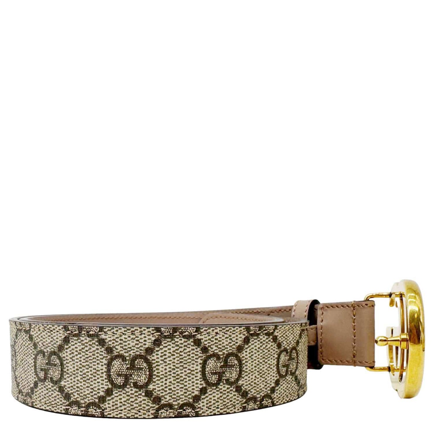 GUCCI Marmont GG Supreme Leather Belt Beige 625839 Size 75.30
