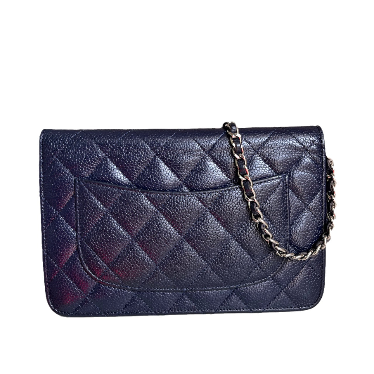 Chanel Wallet on Chain WOC Navy Caviar Leather with Silver hardware