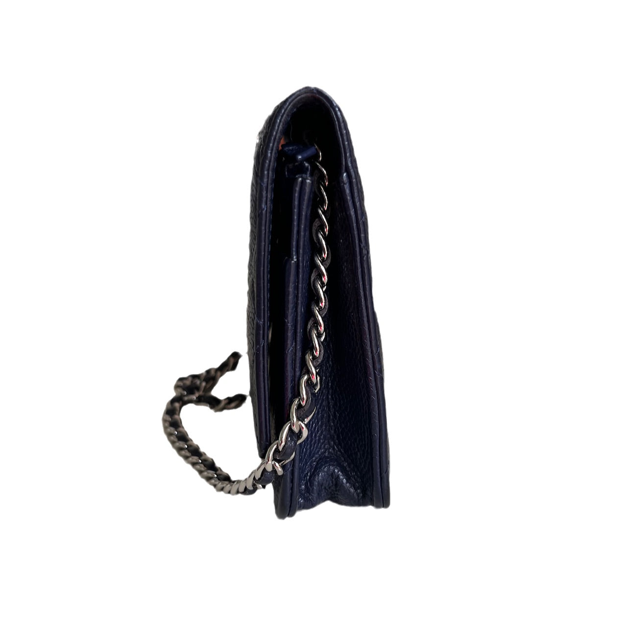 Chanel Wallet on Chain WOC Navy Caviar Leather with Silver hardware