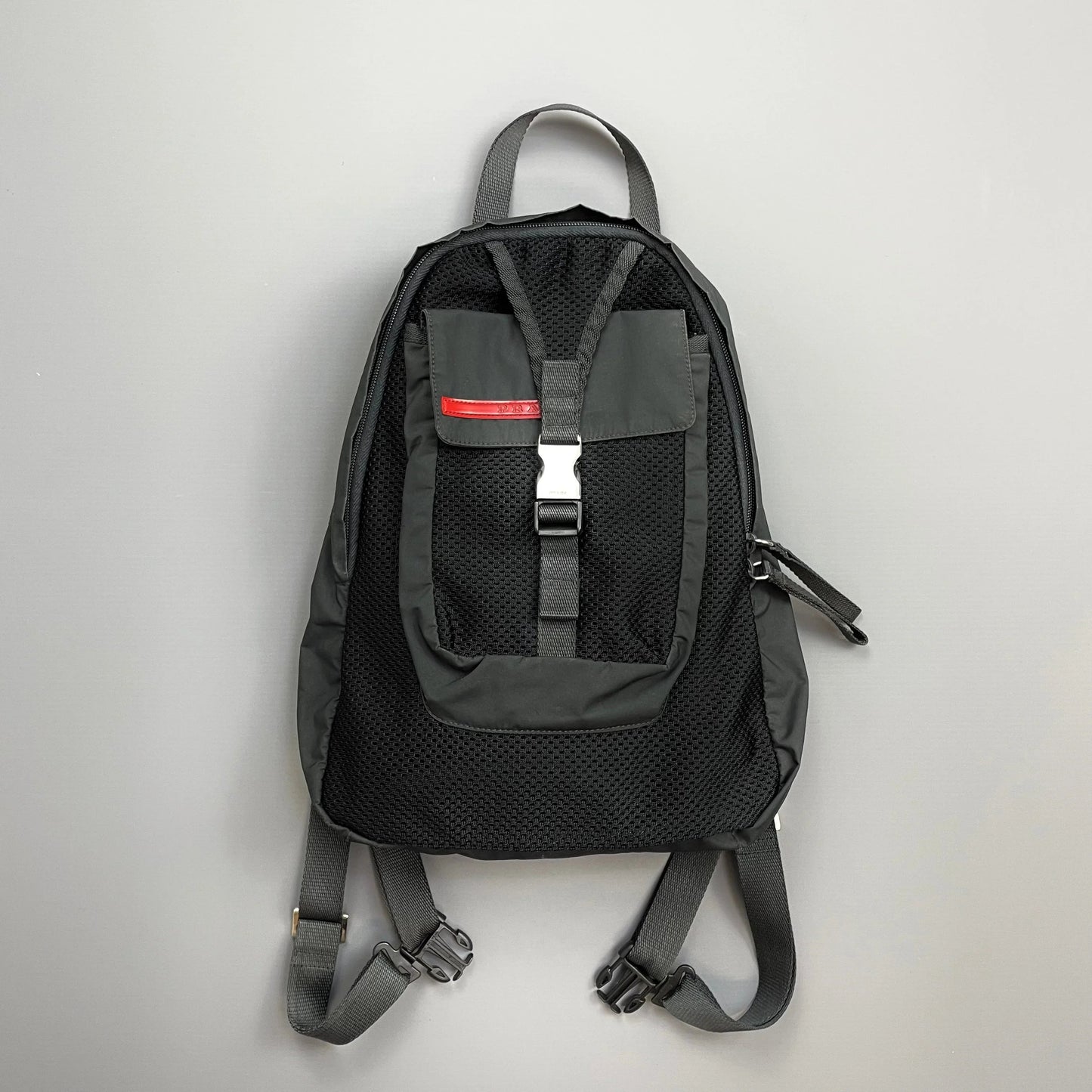 Prada Sport Grey & Black Mesh Backpack