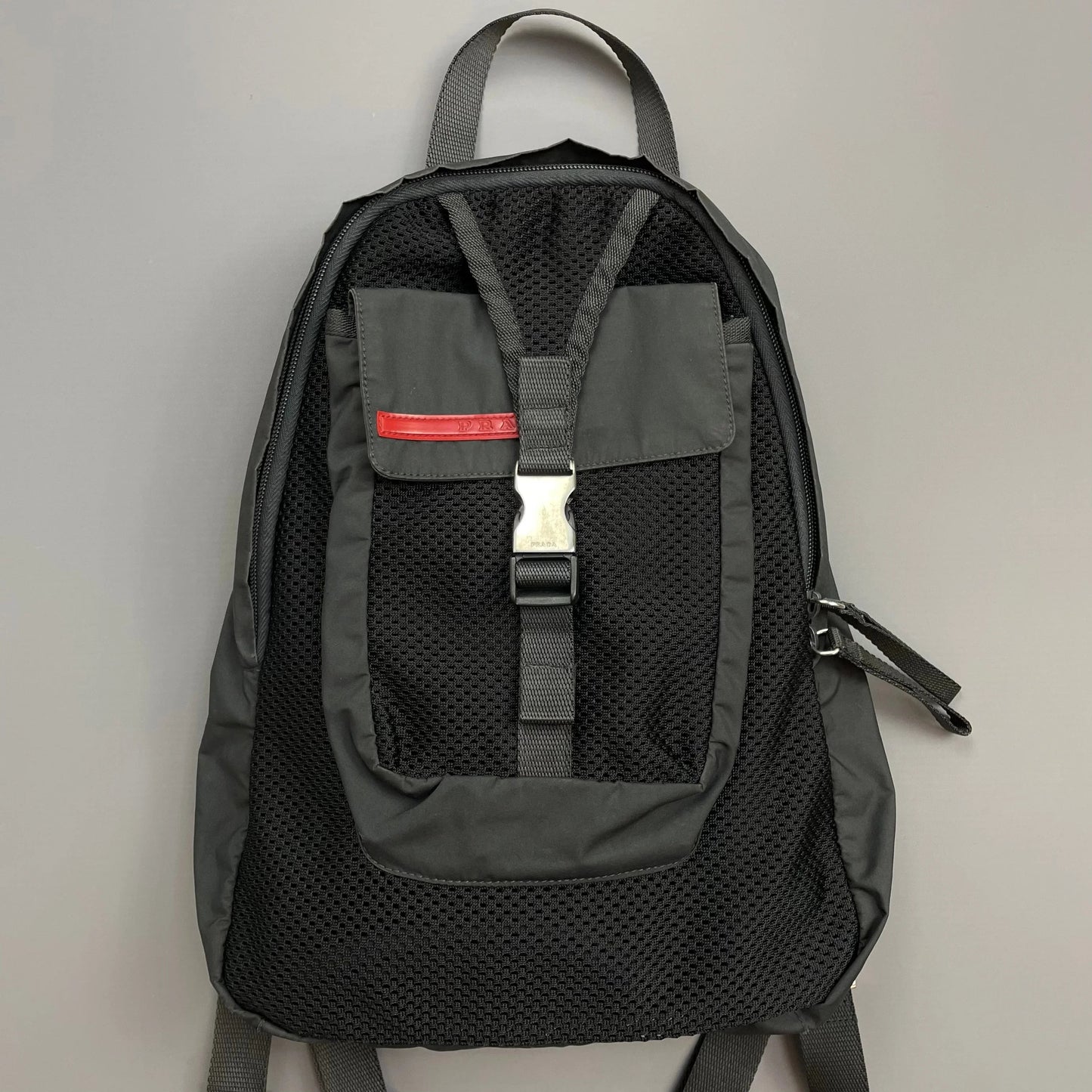 Prada Sport Grey & Black Mesh Backpack
