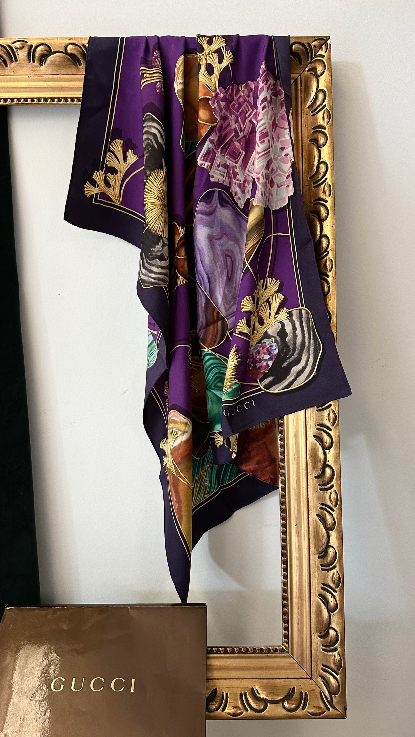 GUCCI Floral Butterfly Scarf Purple