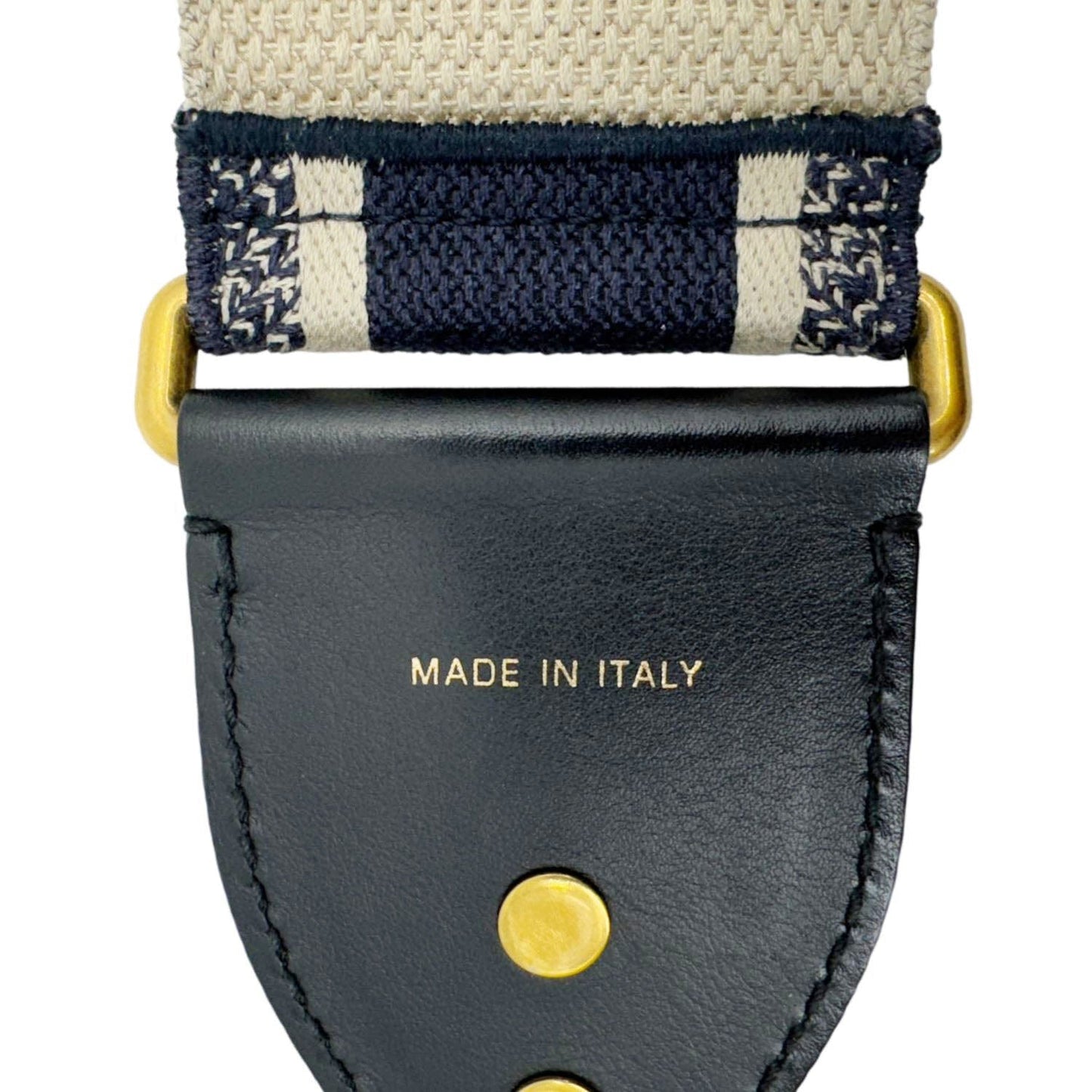 CHRISTIAN DIOR Embroidered Canvas Shoulder Strap Navy Blue