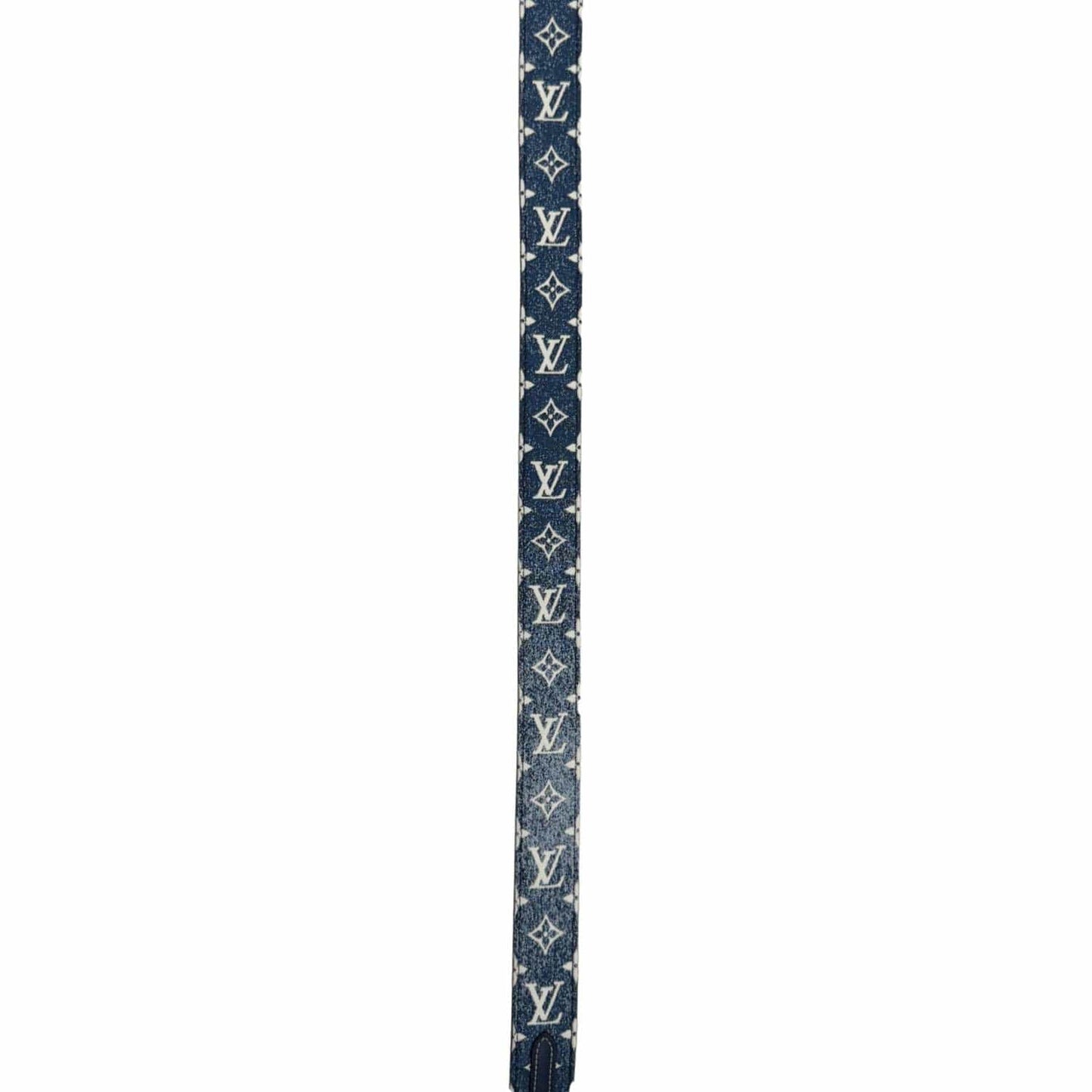 LOUIS VUITTON Jacquard Bandouliere Monogram Denim Shoulder Strap Navy Blue