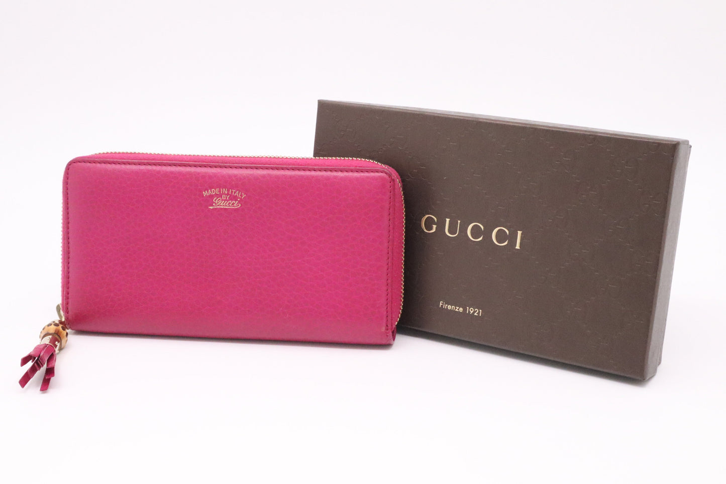 Gucci Bamboo Long Wallet in Pink Leather