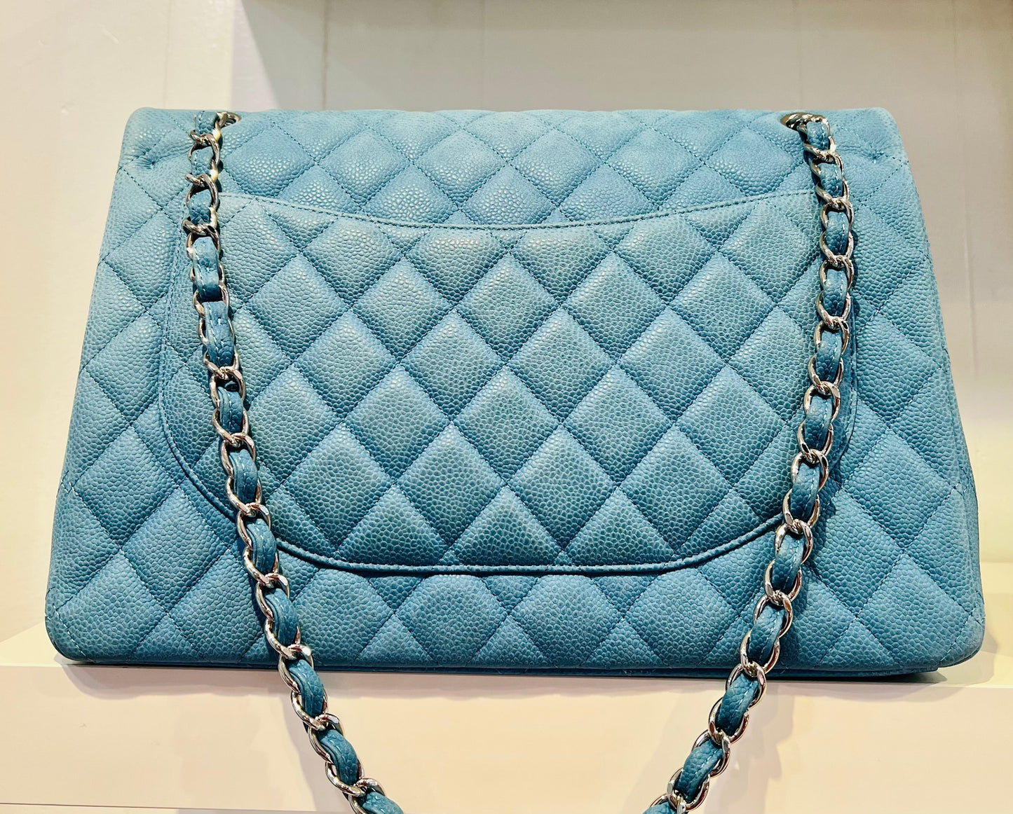 CHANEL Maxi Flap Caviar Leather Double Flap Bag-HS