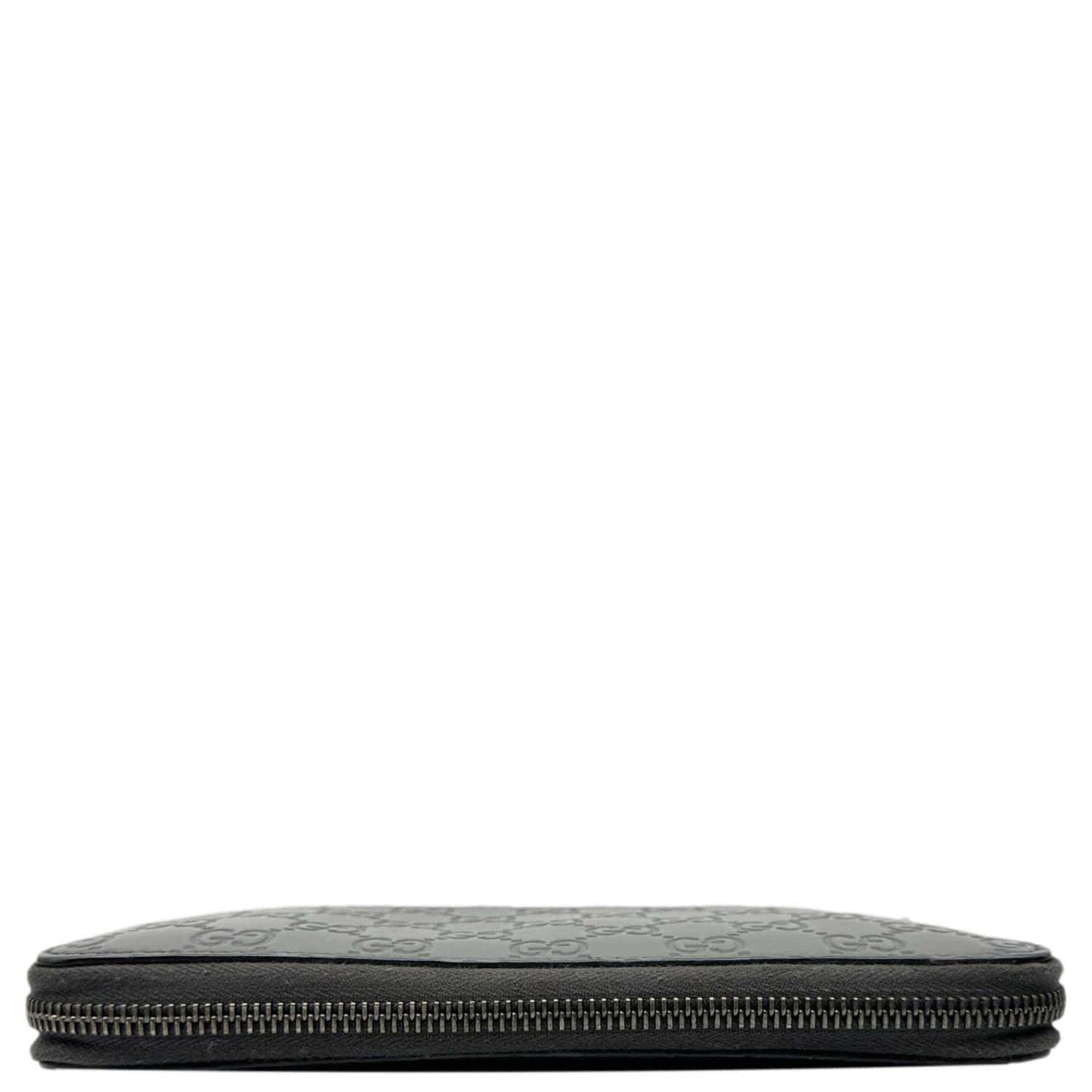 GUCCI GG Leather Zip Around Wallet Grey 447906