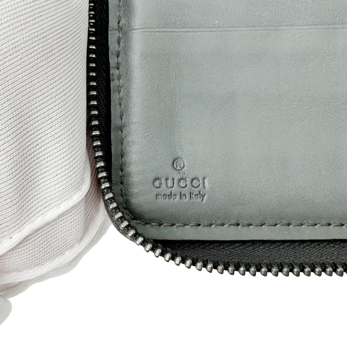 GUCCI GG Leather Zip Around Wallet Grey 447906