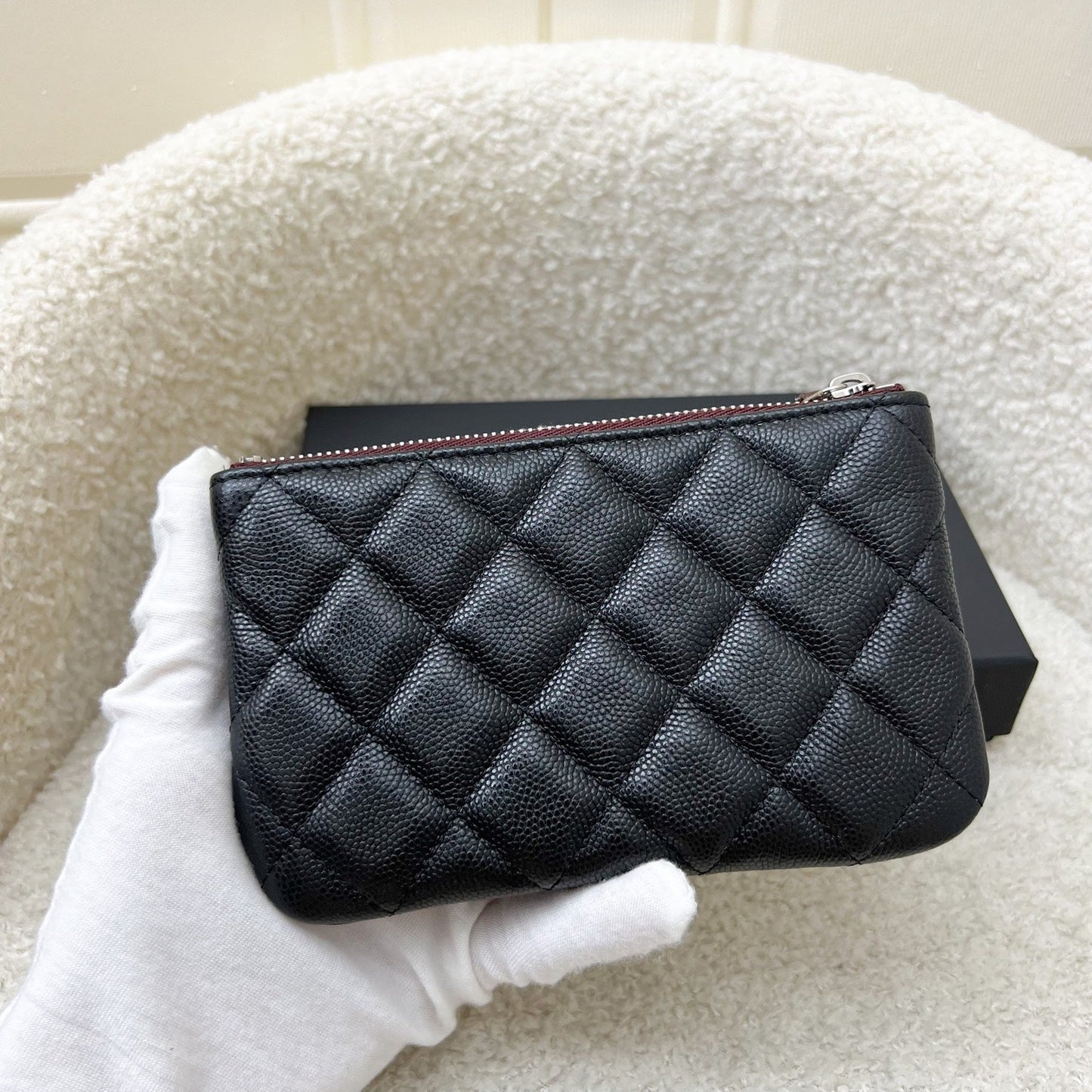 Chanel Mini O-Case / Pouch in Black Caviar and SHW (Model: A82365) Clutch