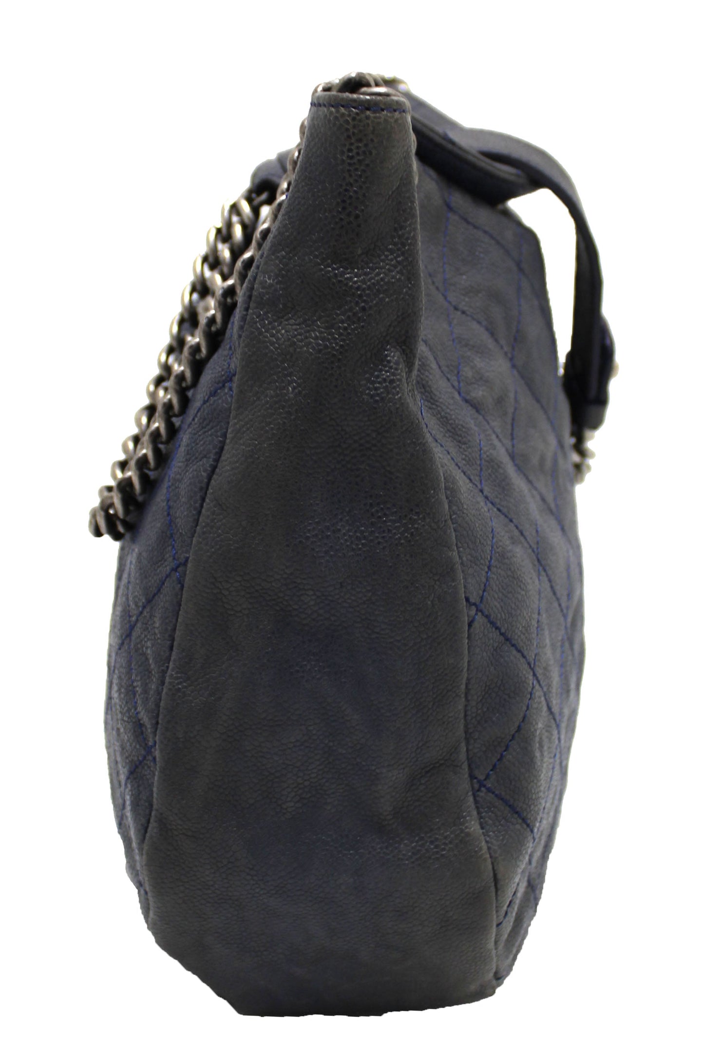 Chanel Blue Quilted Caviar Leather Hobo Shoulder Bag
