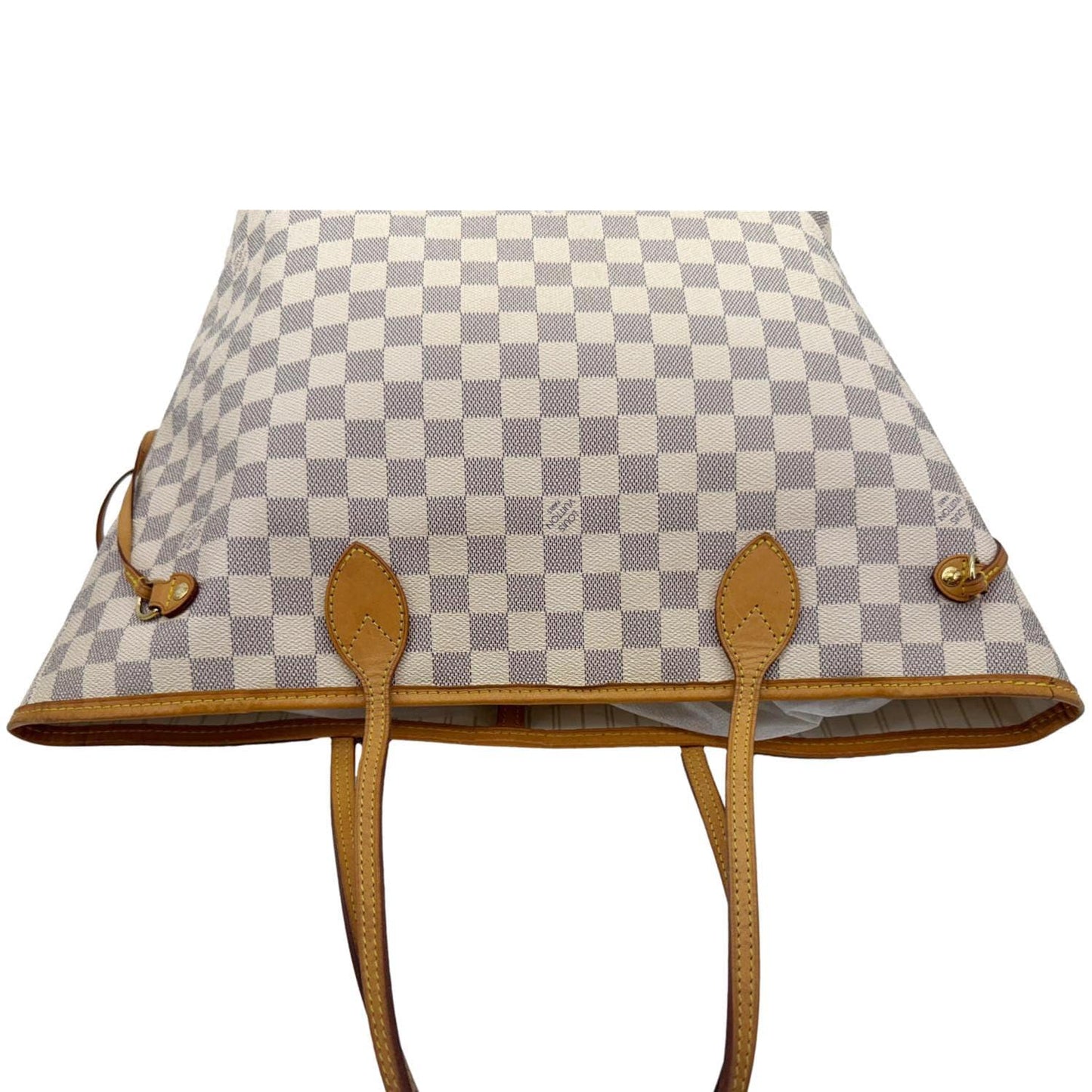 LOUIS VUITTON Neverfull MM Damier Azur Tote Shoulder Bag White