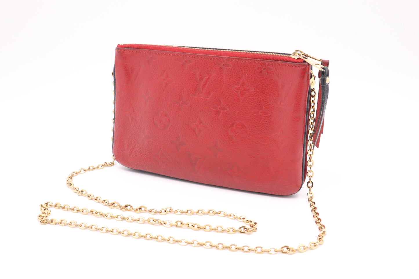 Louis Vuitton Pochette Double Zip in Red & Navy Empreinte Leather