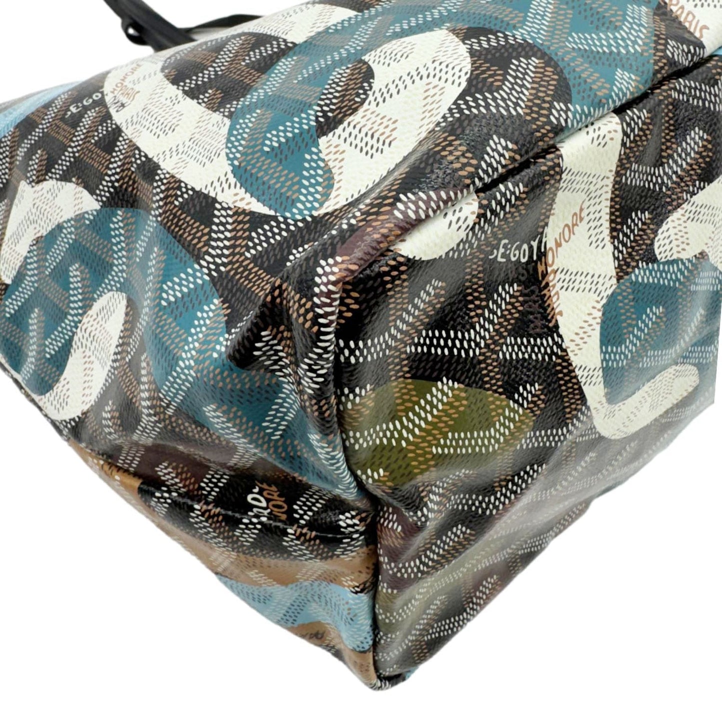 GOYARD Saint Louis Lettres Camouflage Chevron Print Canvas Tote Bag Multicolor